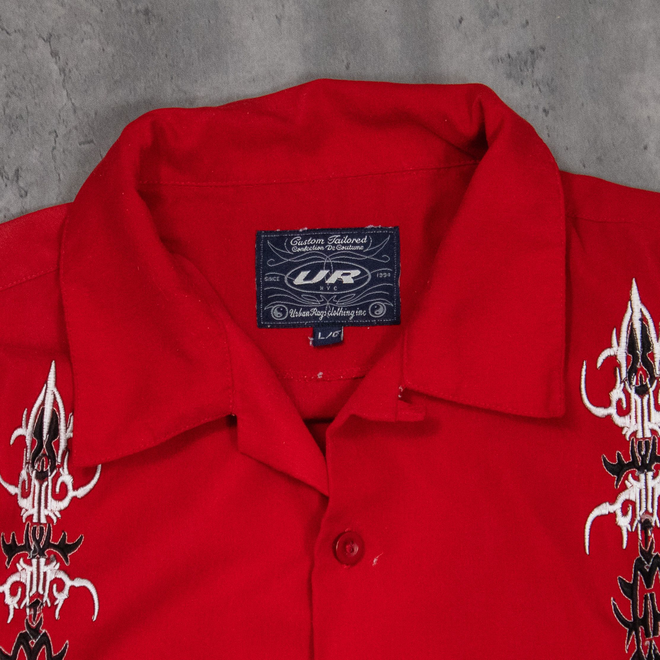 JNCO Y2K 2000's Tribal JNCO Style Red Button Up Loop Collar Shirt Size US M / EU 48-50 / 2 - 4 Thumbnail
