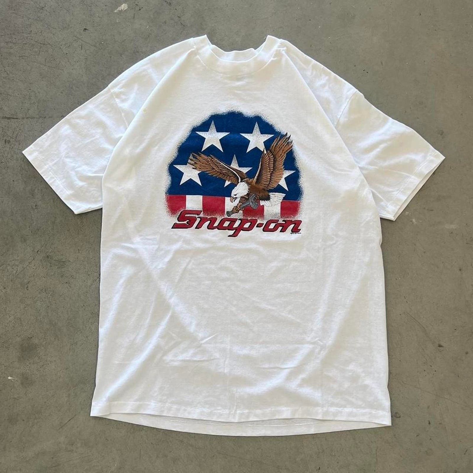 Hanes × Vintage Vintage 90s Snap-On USA Eagle Promo T-Shirt Size US XXL / EU 58 / 5 - 1 Thumbnail