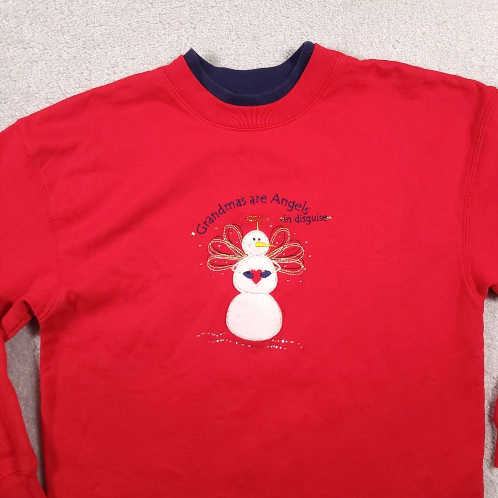 Vintage Vtg M&C Sport Grandma Sweatshirt Crewneck Women's Medium Red Embroidered Snowman Size XL / US 12-14 / IT 48-50 - 3 Thumbnail