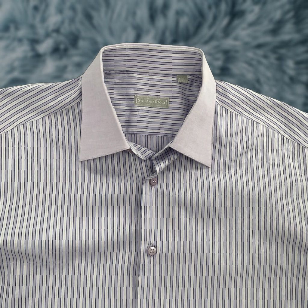 Stefano Ricci Stefano Ricci Dress Shirt Adult 16.5/42 Purple French Cuffs Luxury Mens Shirt Size 46R - 1 Thumbnail