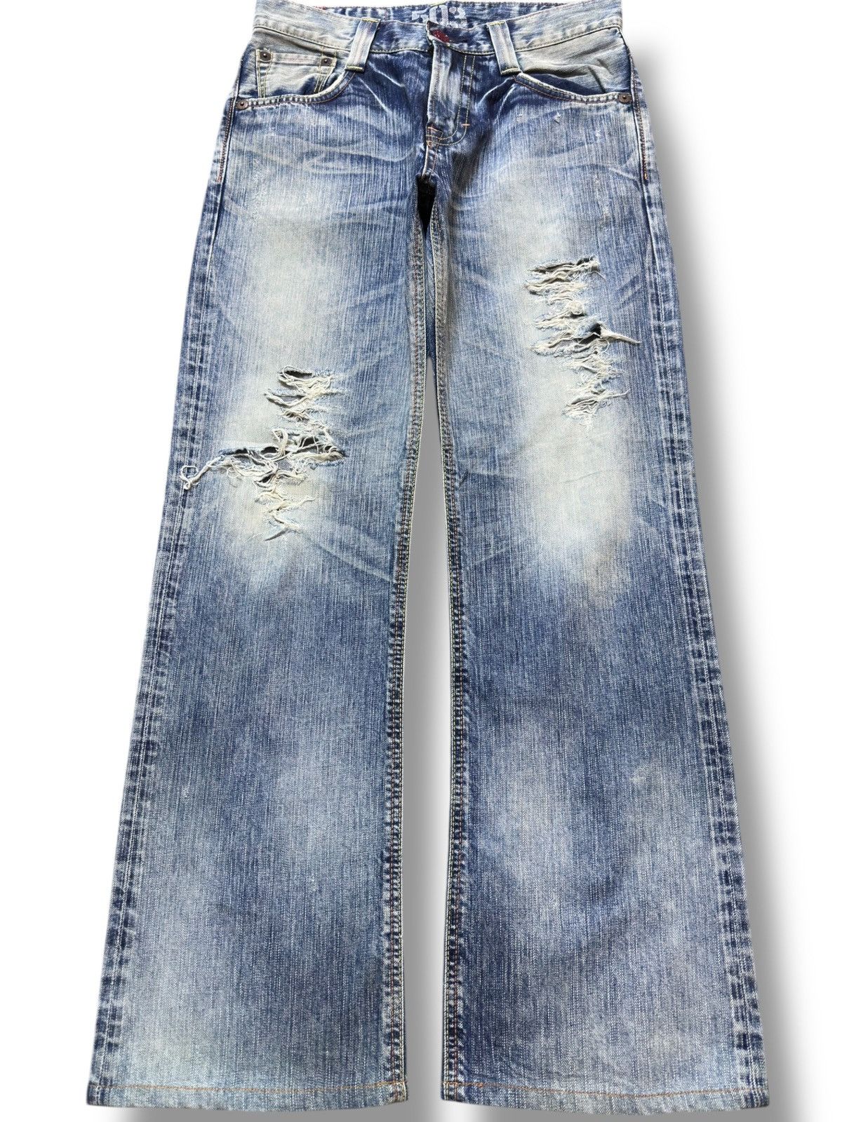 Edwin Vintage Edwin 503 Bluetrip Flare Faded Grunge Denim Size US 31 - 1 Thumbnail