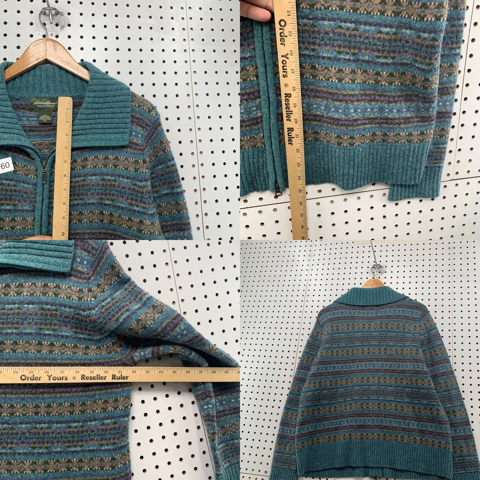 Eddie Bauer Eddie Bauer Wool Cardigan Sweater Womens XL Teal Collectibles Fair Isle Collar Vintage Size XL / US 12-14 / IT 48-50 - 8 Thumbnail