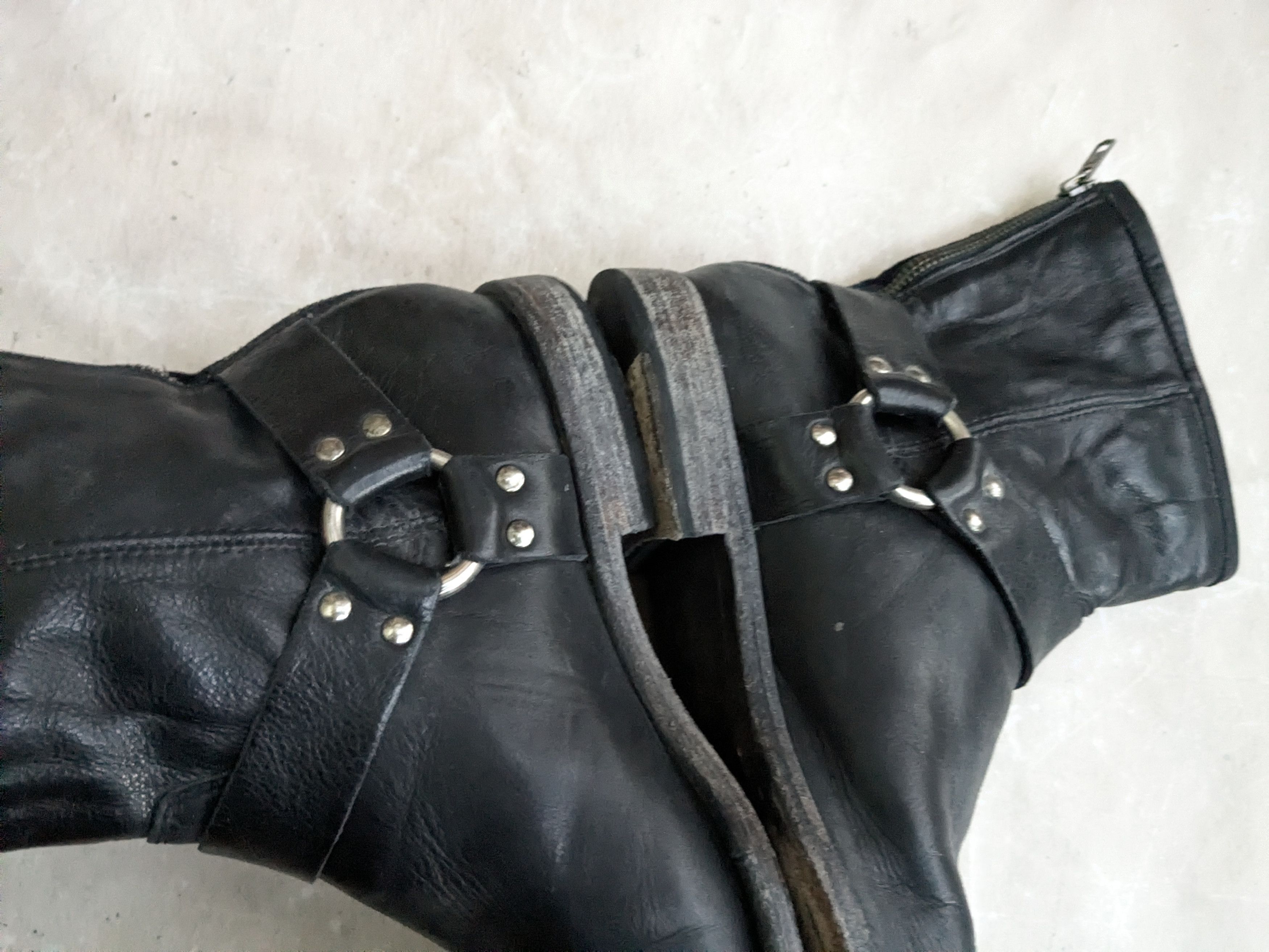 Frye Frye Harness Boots Black 9.5 D Leather Buckle Strap Size US 9.5 / EU 42-43 - 8 Thumbnail