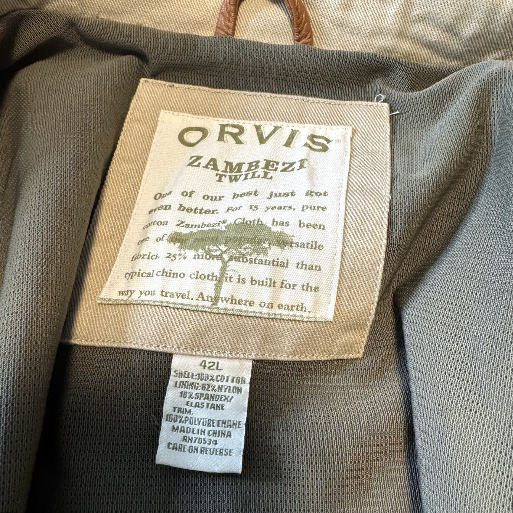 Orvis Orvis Zambezi Twill Safari Jacket Mens 42 Long Beige Hunting Field Blazer Patch Size 42R - 6 Thumbnail