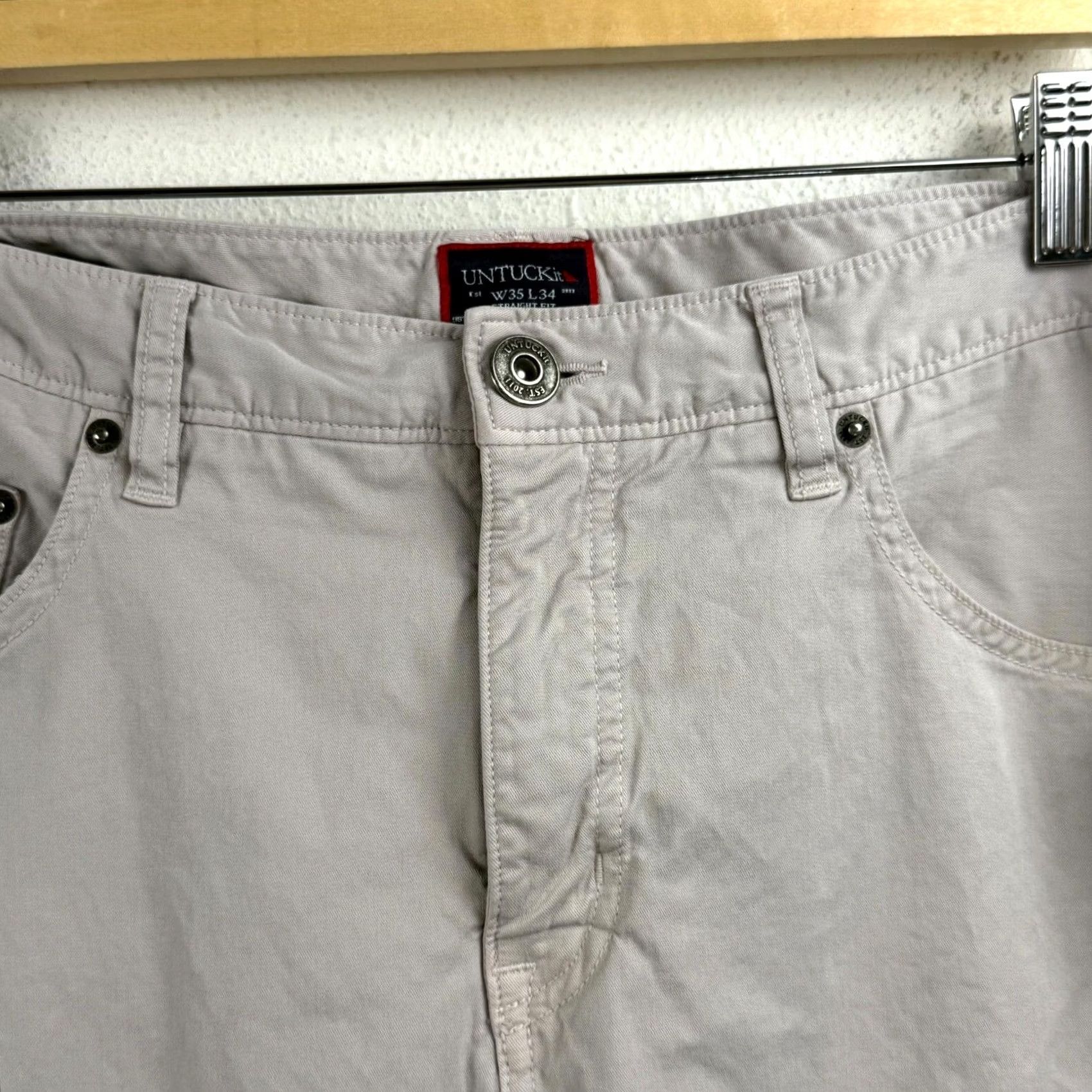 UNTUCKit Untuckit Pants Straight Fit 34x32 Gray Men's Dress Pants Flat Front Canvas Cotton Spandex 34 Inseam 32in Size US 34 / EU 50 - 3 Thumbnail