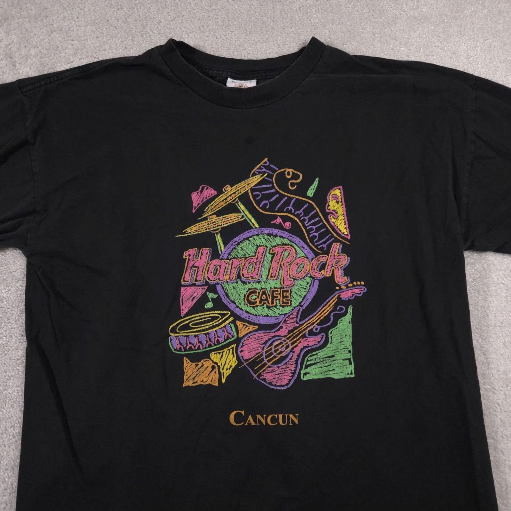 Hard Rock Cafe VINTAGE Hard Rock Cafe Shirt Mens XL Black Cancun Neon Graphic 90s Tee Size US XL / EU 56 / 4 - 3 Thumbnail