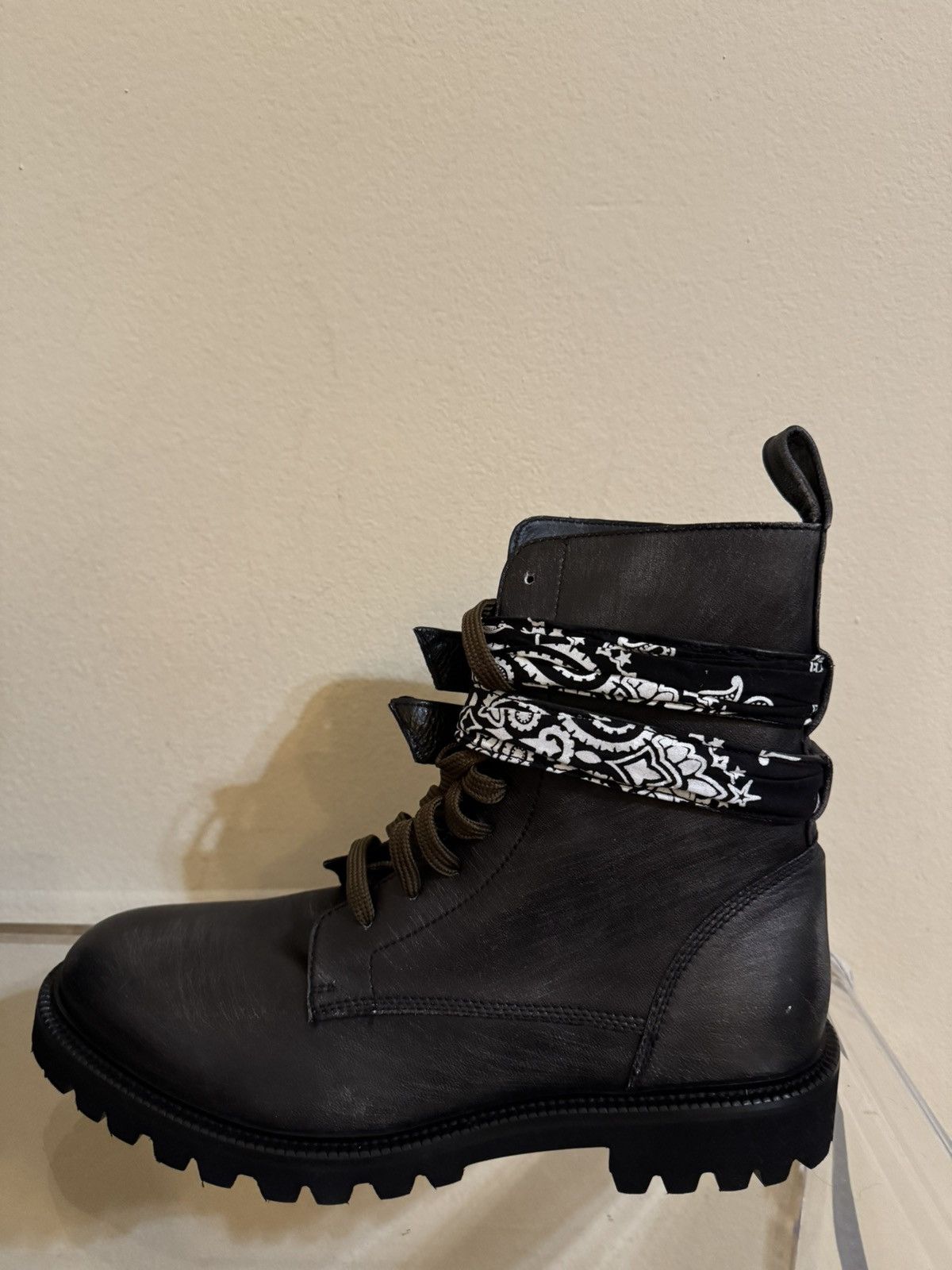 Amiri Amiri Bandana High Top Leather Combat Boots Black 43 Size US 10 / EU 43 - 3 Thumbnail