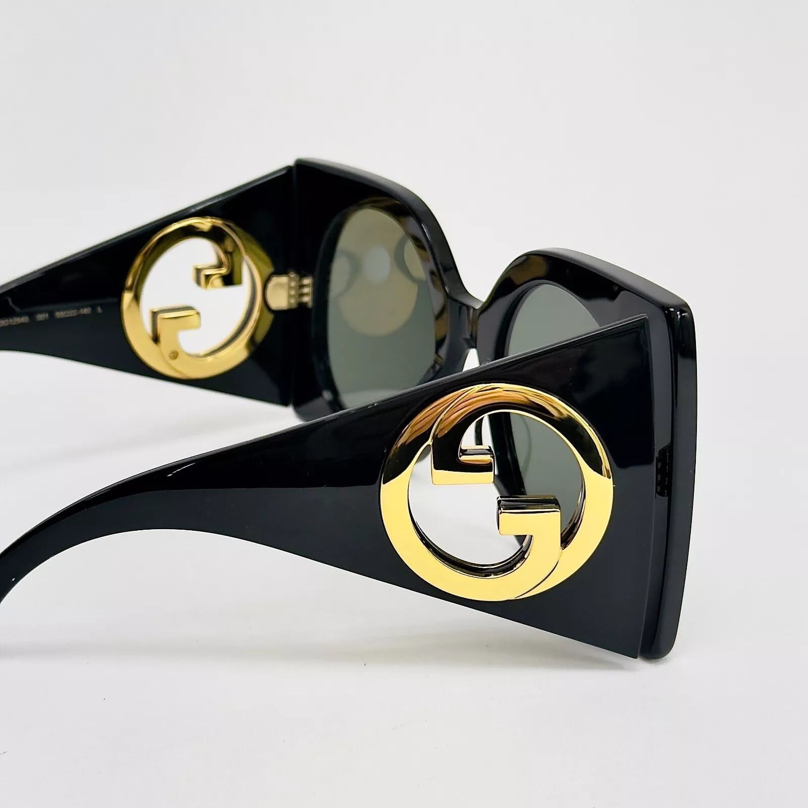 Gucci GUCCI 1254 Black Gold Logo Gg1254S Oversized Mask Flat 001 Size ONE SIZE - 9 Thumbnail