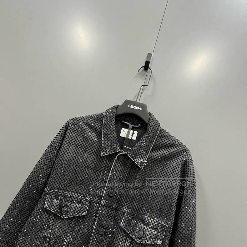 Balenciaga Balenciaga Black Crystal Studded Denim Jacket Size US XS / EU 42 / 0 - 3 Thumbnail