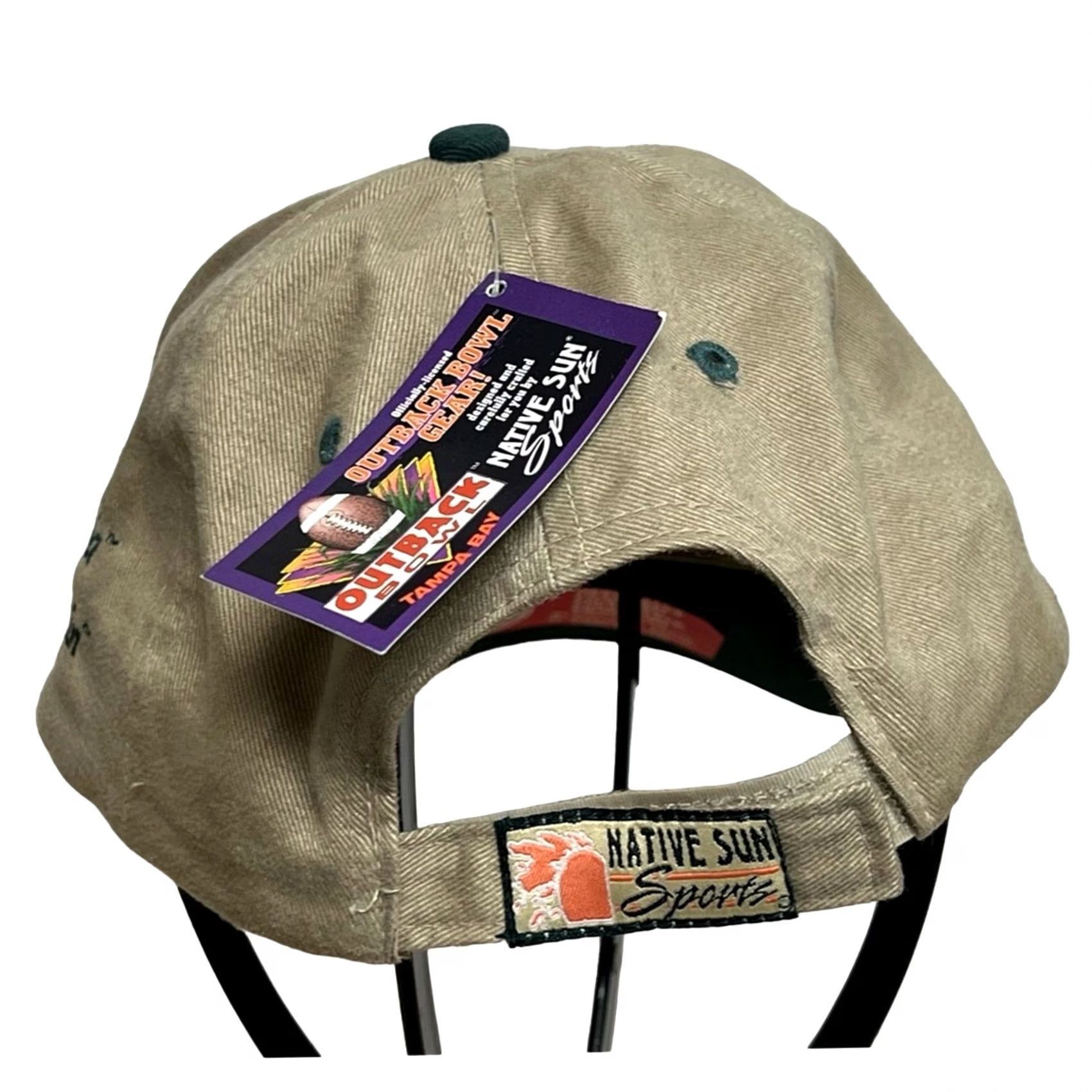 Native VINTAGE Outback Bowl Tampa Bay 2005 Georgia vs. Wisconsin Baseball Hat Cap NWT Men One Size Tan Native Sun Baseball Cap Mens Size ONE SIZE - 4 Thumbnail