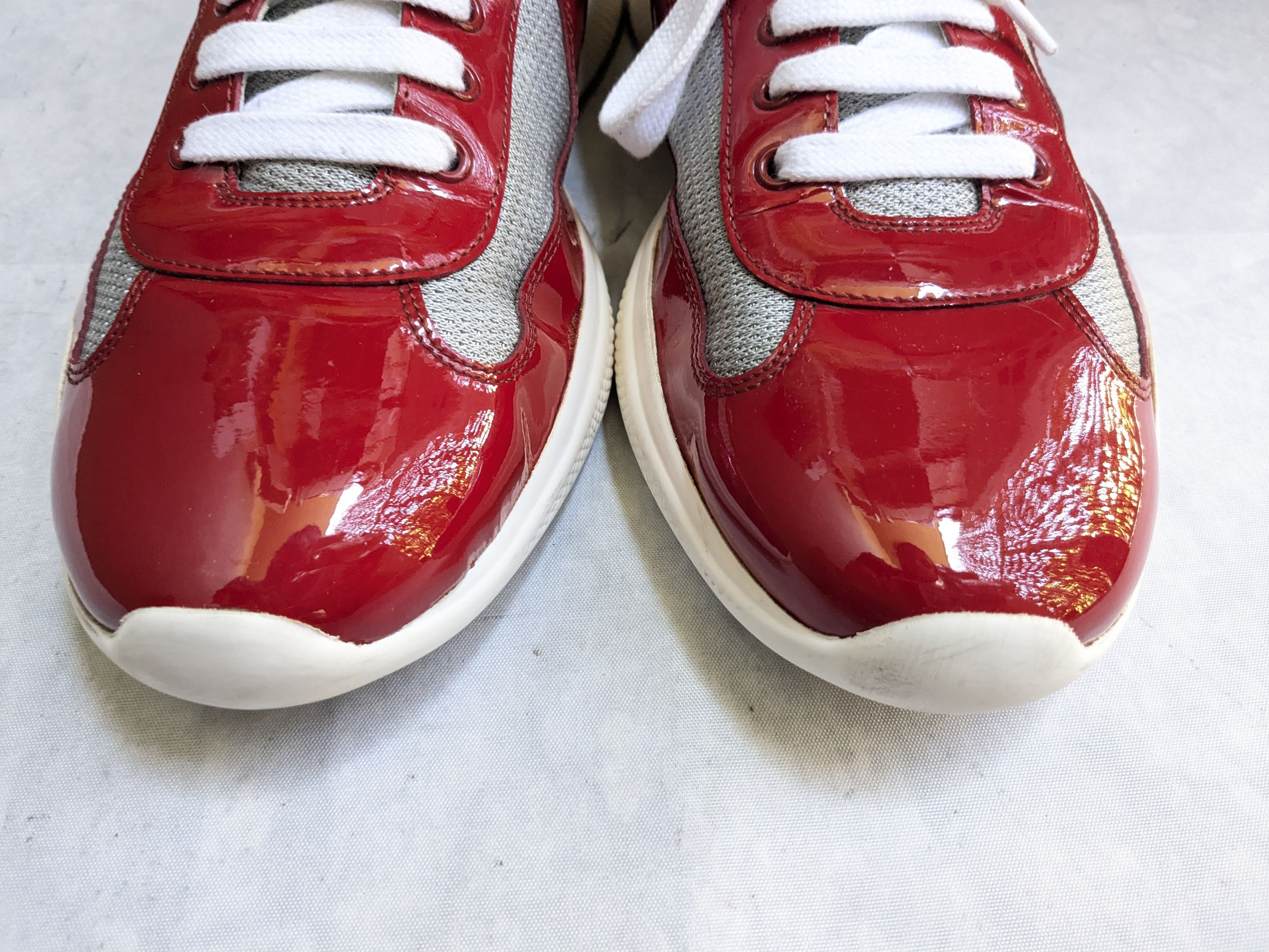 Prada Prada America's Cup Sneakers Red Patent Leather 11.5 White Size US 11.5 / EU 44-45 - 3 Thumbnail