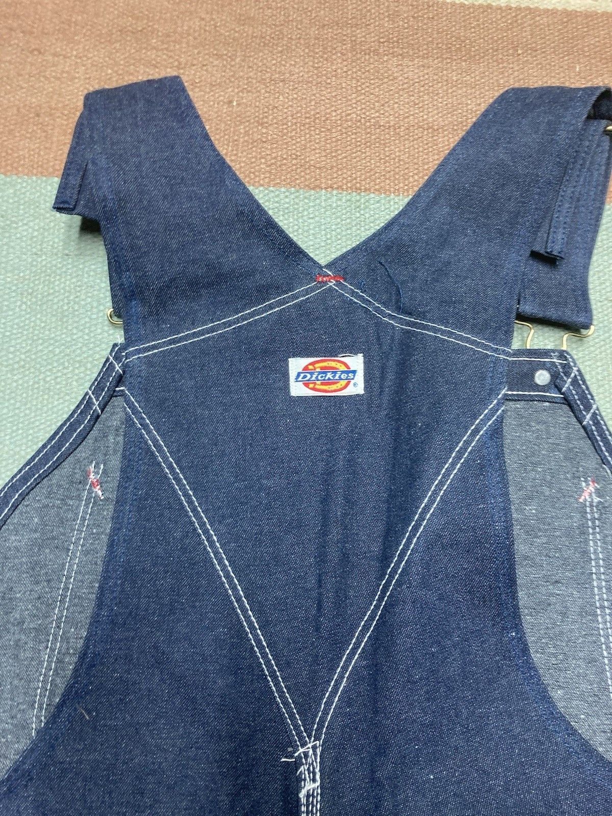Vintage 80s dickies denim overalls NOS raw denim farm work USA 38x32 Size US 38 / EU 54 - 9 Thumbnail
