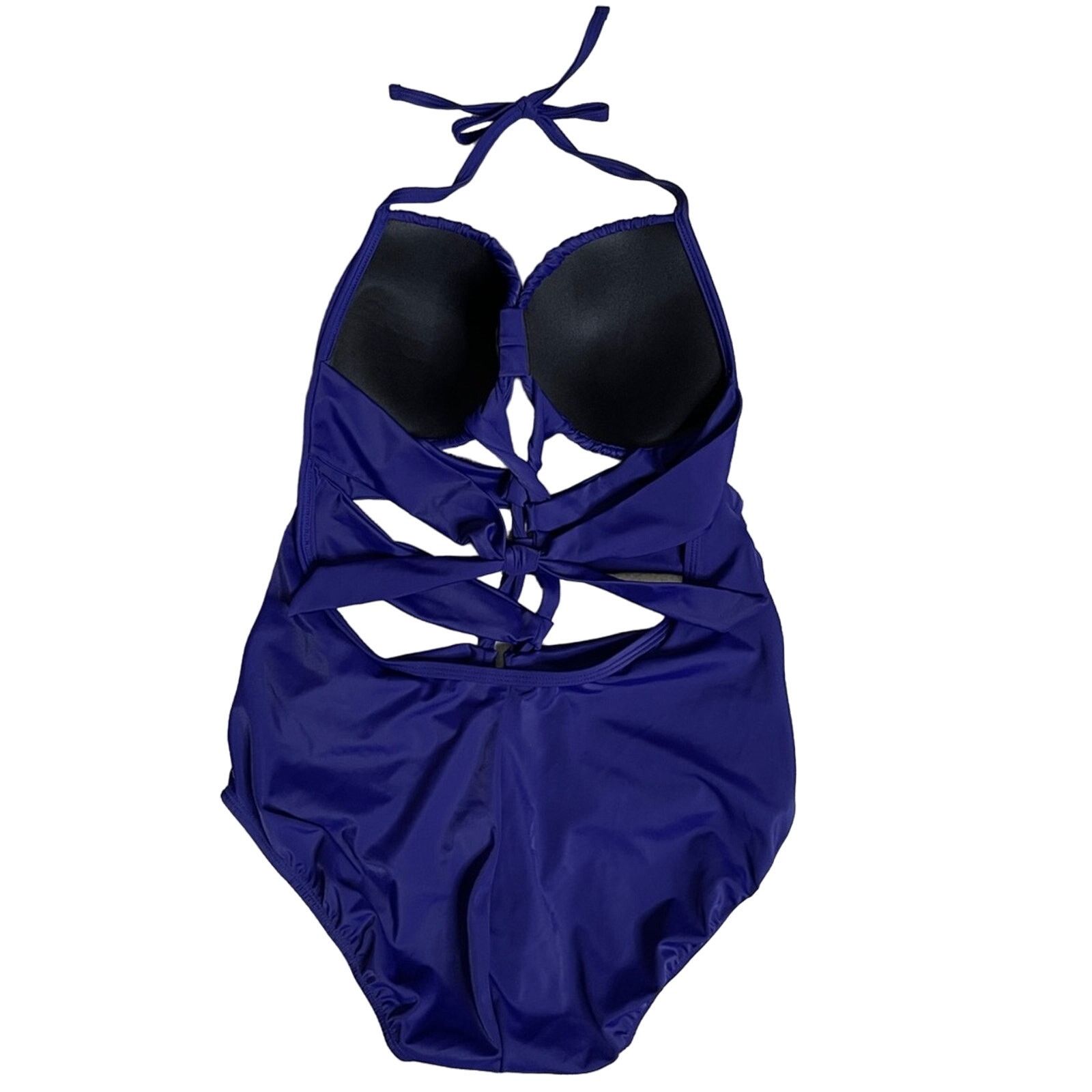 Other Venus One Piece Halter Tie Cut Out Swim Suit Purple Size 14 Size ONE SIZE - 3 Thumbnail