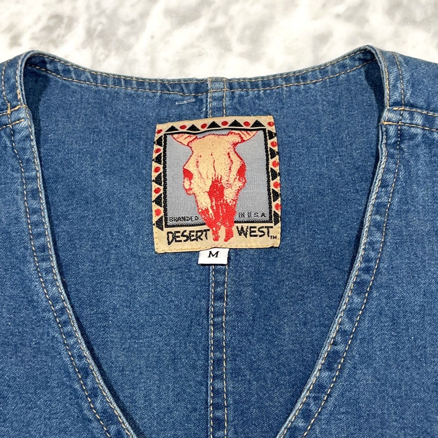 Denime VINTAGE Desert West Vest Women M Blue Buffalo Buttons Denim Size M / US 6-8 / IT 42-44 - 5 Thumbnail
