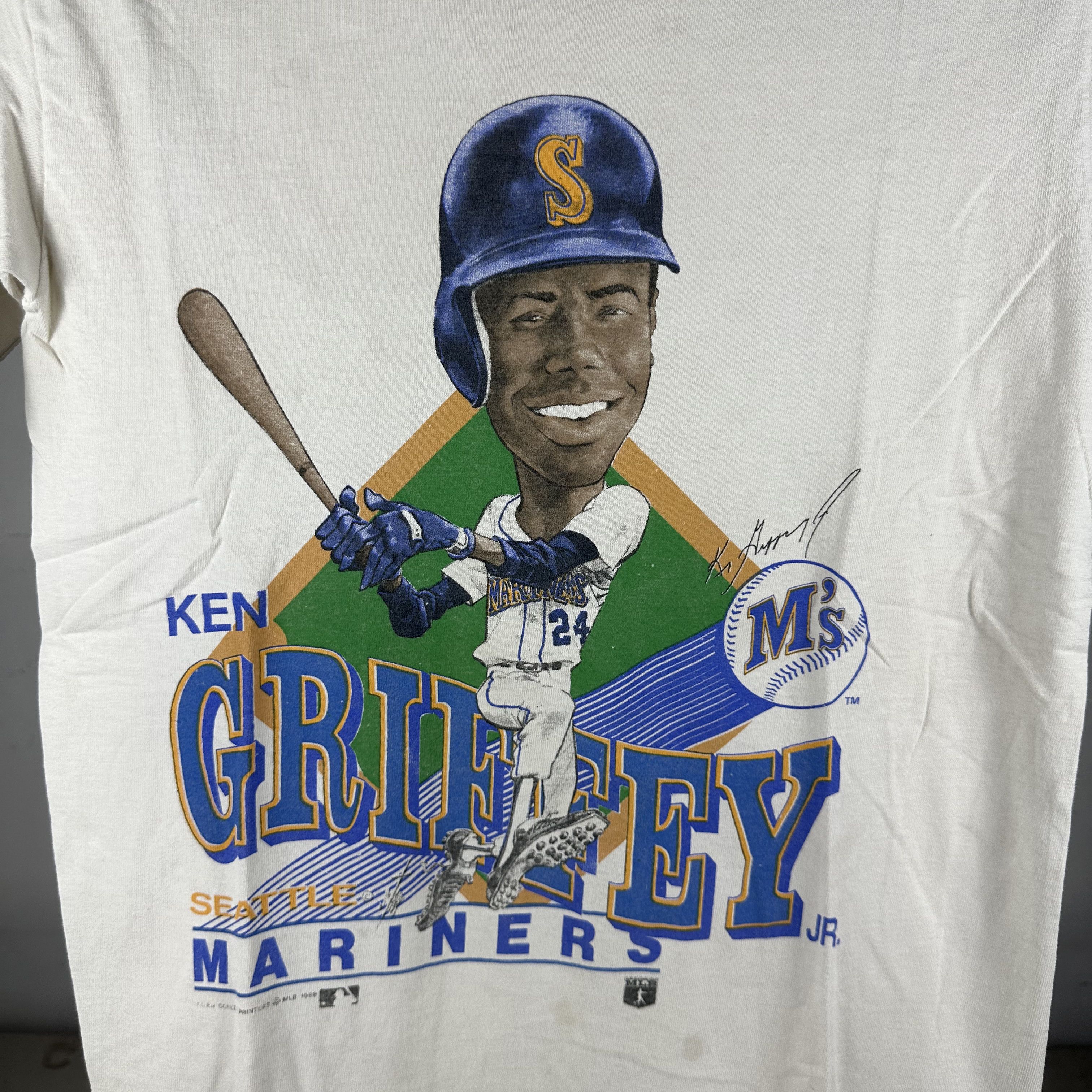 Vintage ​1988 Ken Griffey Jr Seattle Mariners MLB Caricature T-shirt Size US S / EU 44-46 / 1 - 2 Thumbnail
