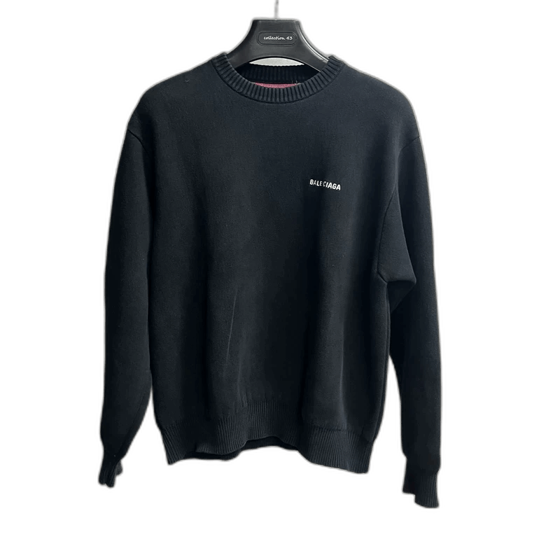 Balenciaga Black Logo Print Knit Sports Sweatshirt-2506 Size US S / EU 44-46 / 1 - 1 Thumbnail
