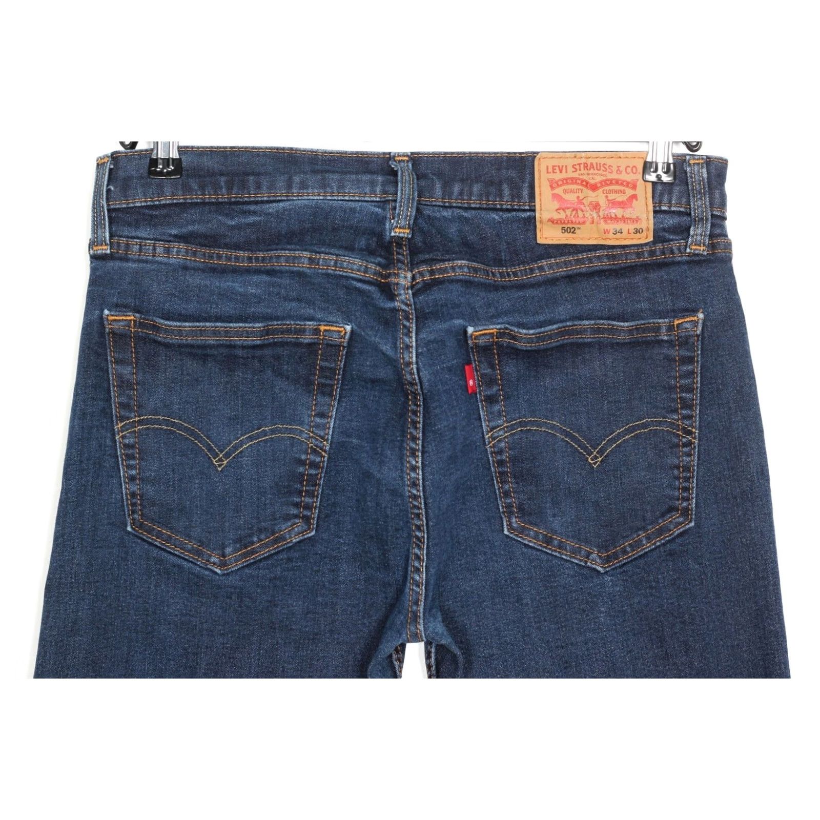 Levi's LEVI’S 502 Tapered Stretch Jeans Men 34 Regular Blue M Code 5-Pocket Design Rise Mid Inseam 27 Size US 34 / EU 50 - 3 Thumbnail