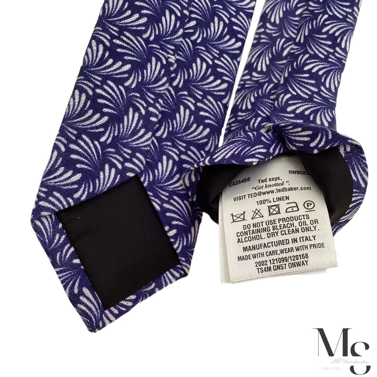 Ted Baker TED BAKER XL Blue Geometric Luxury Linen Tie Italy W:2" Size ONE SIZE - 5 Thumbnail