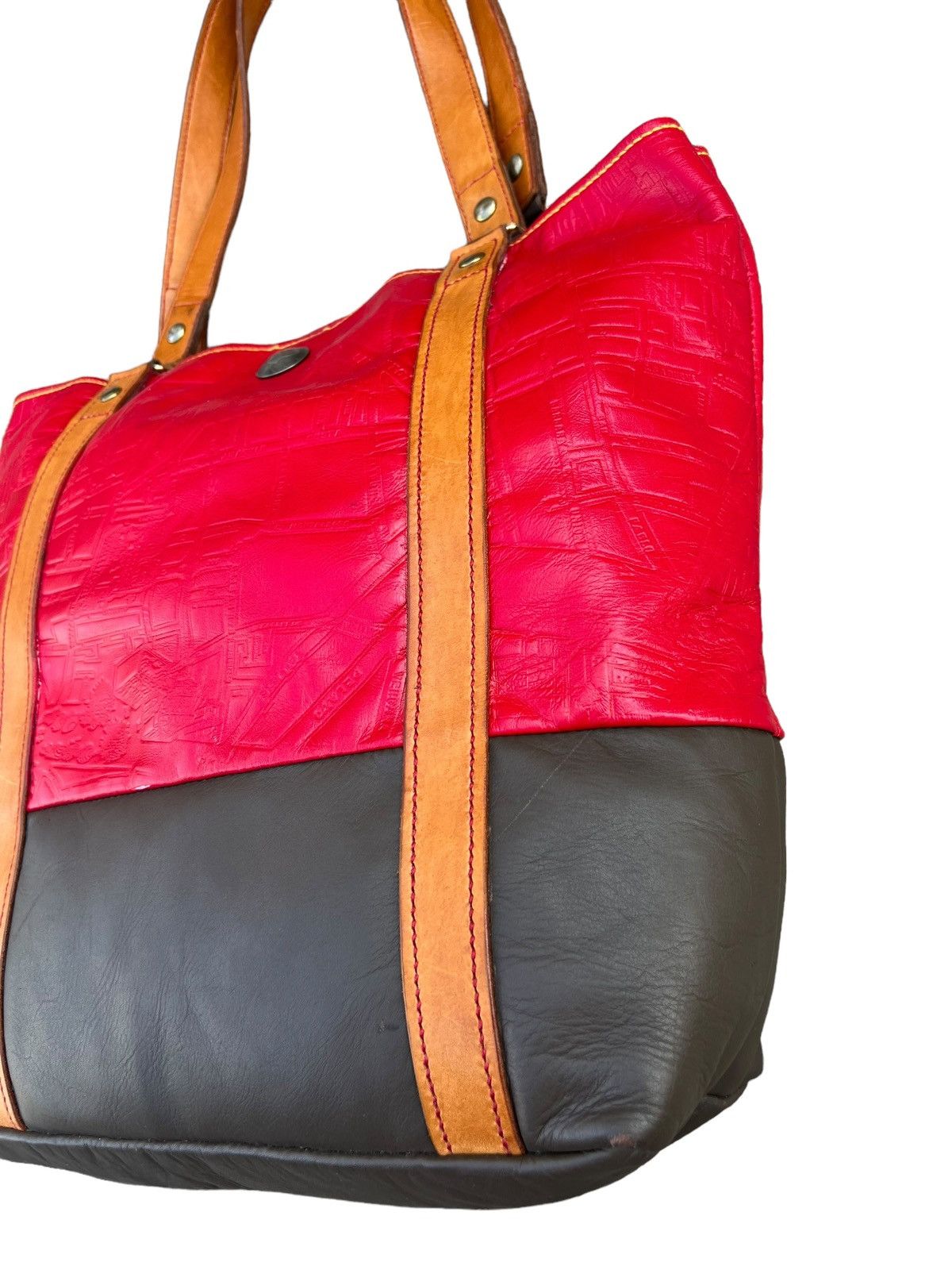 Leather Map Embossed Leather Tote Bag Unknown Japanese Brand Vintage Size ONE SIZE - 6 Thumbnail