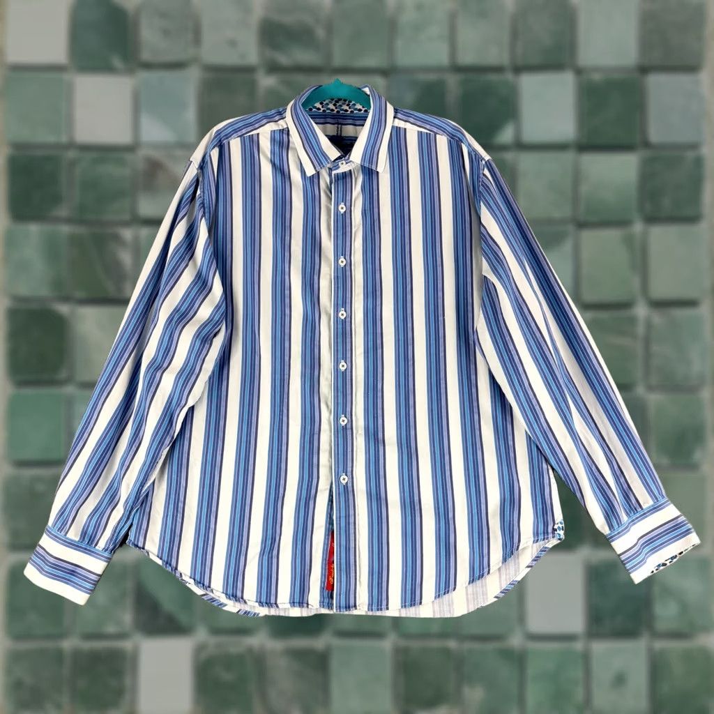 Robert Graham Robert Graham Shirt Mens 2XL Blue Striped Long Sleeve Button Down Cotton Classic Size US XXL / EU 58 / 5 - 1 Thumbnail