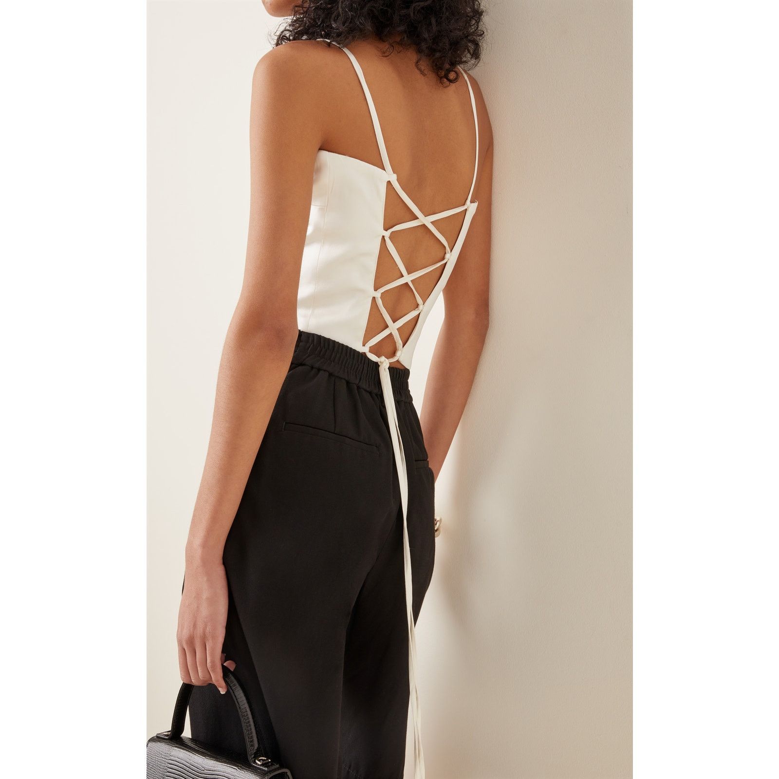 GAUGE81 Gauge 81 Lace Up Backless Ivory Satin Crop Top Size M / US 6-8 / IT 42-44 - 5 Thumbnail