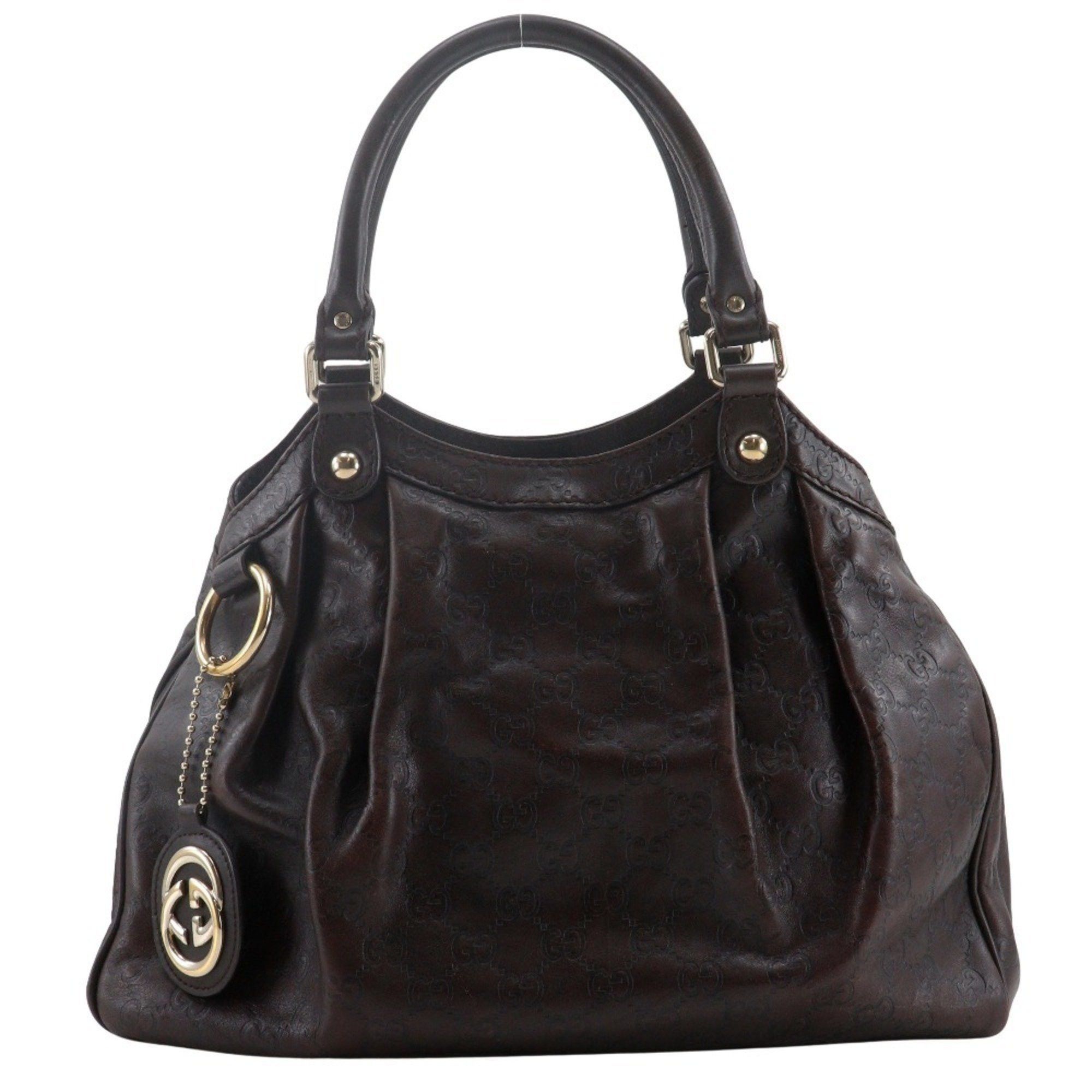 Gucci Sukey Tote Bag GG 211944 Shimmer Leather Brown A5 Type Women's