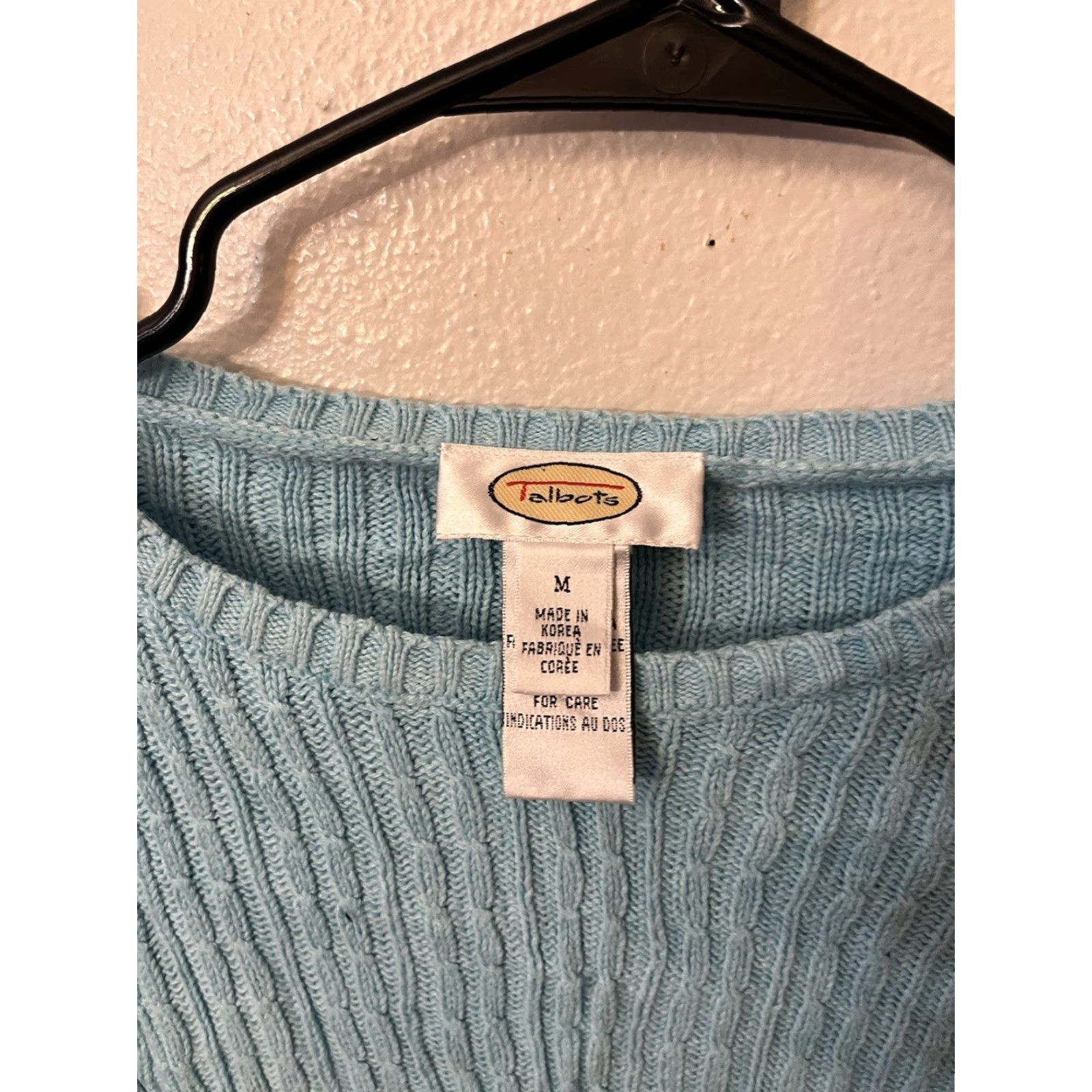 Talbots Talbots Sweater Women's Size L Blue Aqua Cable Knit Pullover Preppy Size L / US 10 / IT 46 - 2 Thumbnail