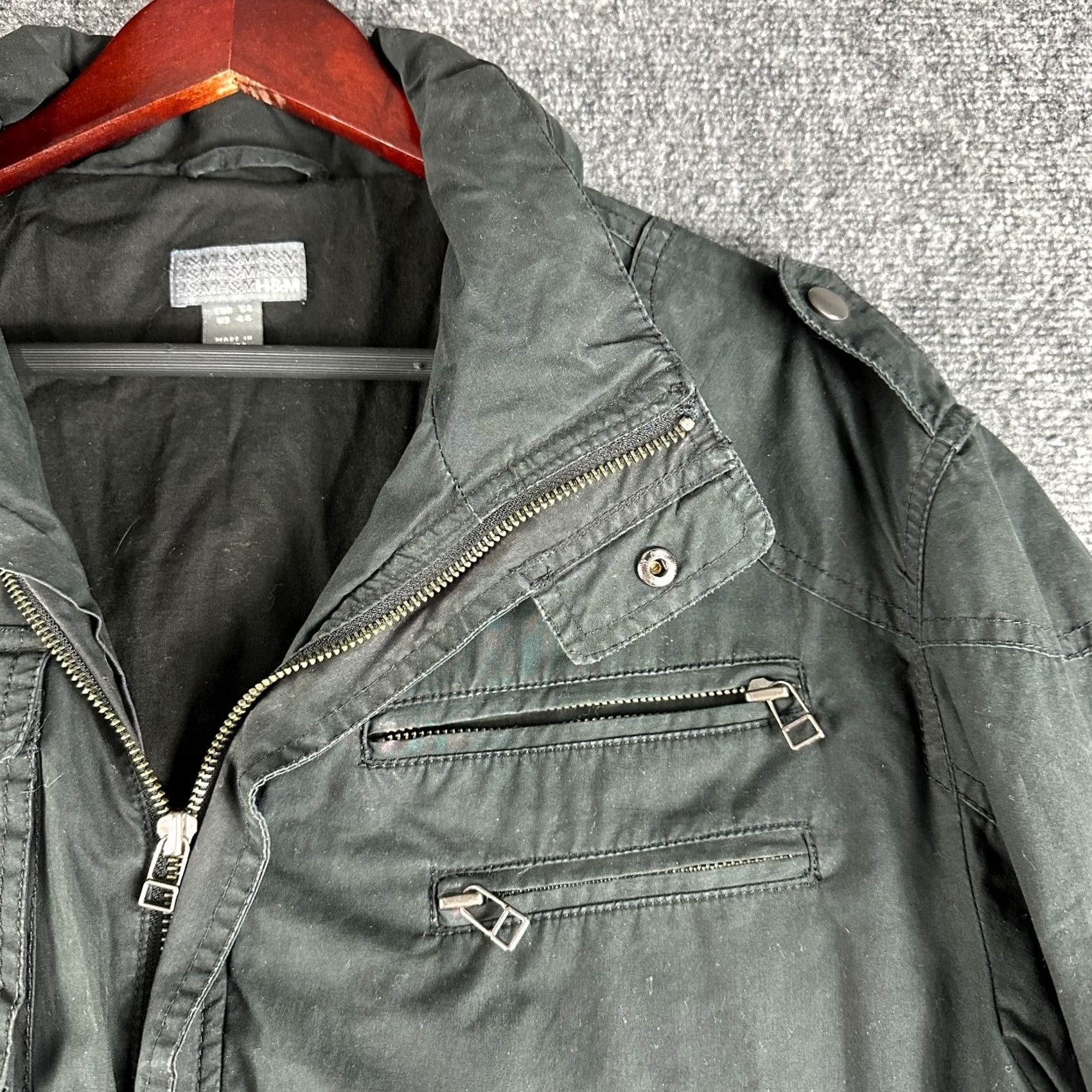 H&M VINTAGE H&M Jacket Mens 44 Black Cotton Lined Full Zip Hood Pockets Bomber Jacket Regular Mens Size US S / EU 44-46 / 1 - 6 Thumbnail