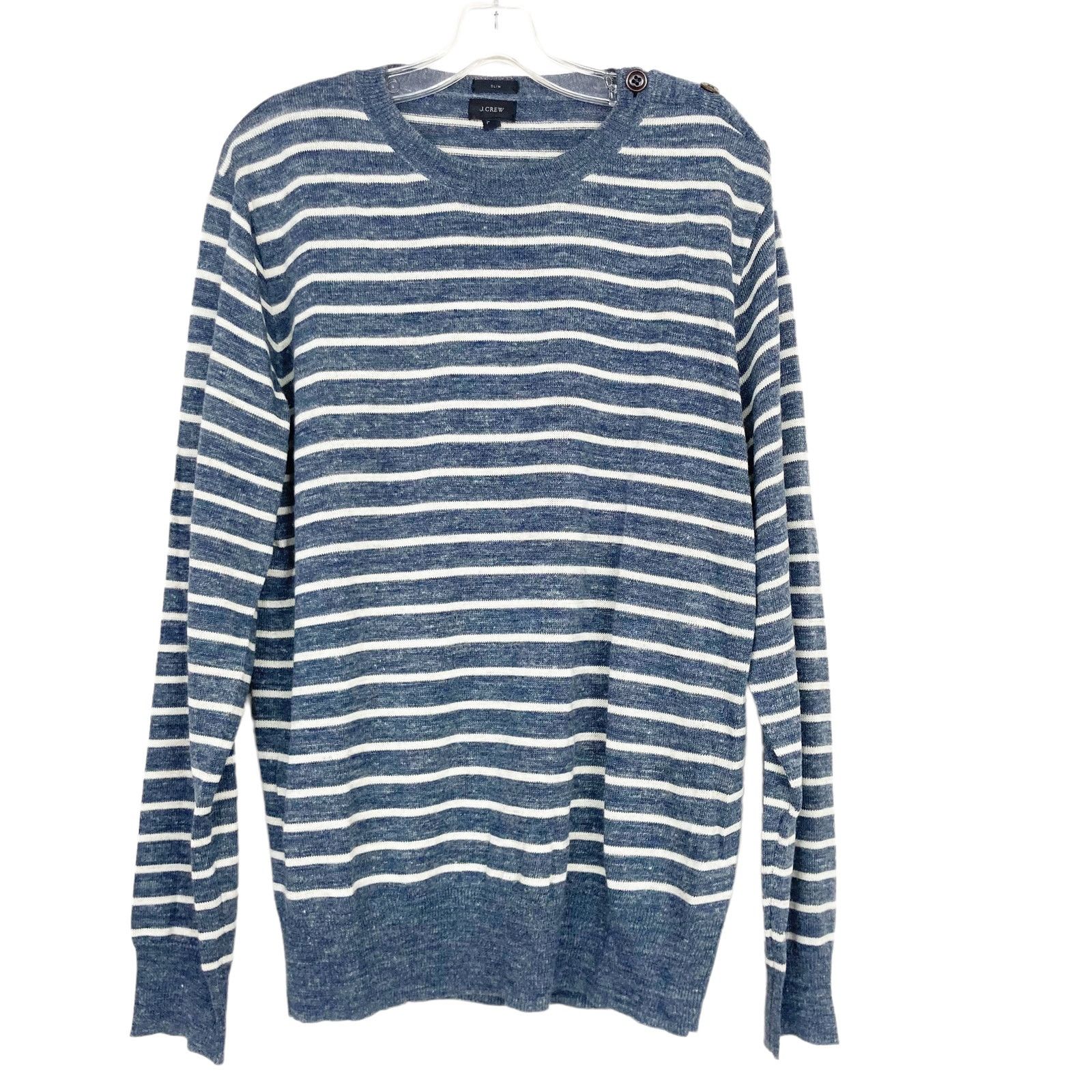 J.Crew J. Crew Blue White Striped Wool Blend Slim Fit Sweater Sz XL Size US XL / EU 56 / 4 - 6 Thumbnail