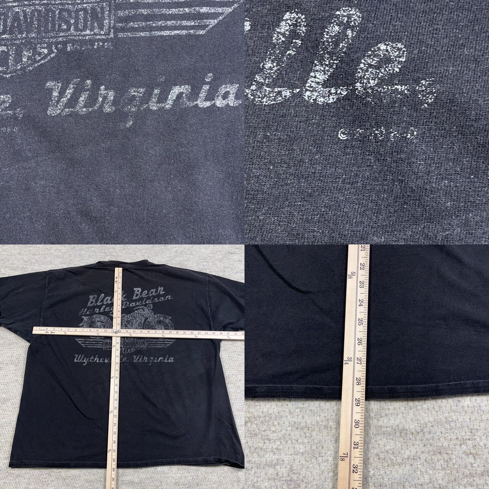 Harley Davidson VINTAGE Harley-Davidson Shirt Men 3XL Black Sun Faded Grunge Spell Out Worn Logo Graphic Print T-Shirt Size US XXL / EU 58 / 5 - 8 Thumbnail