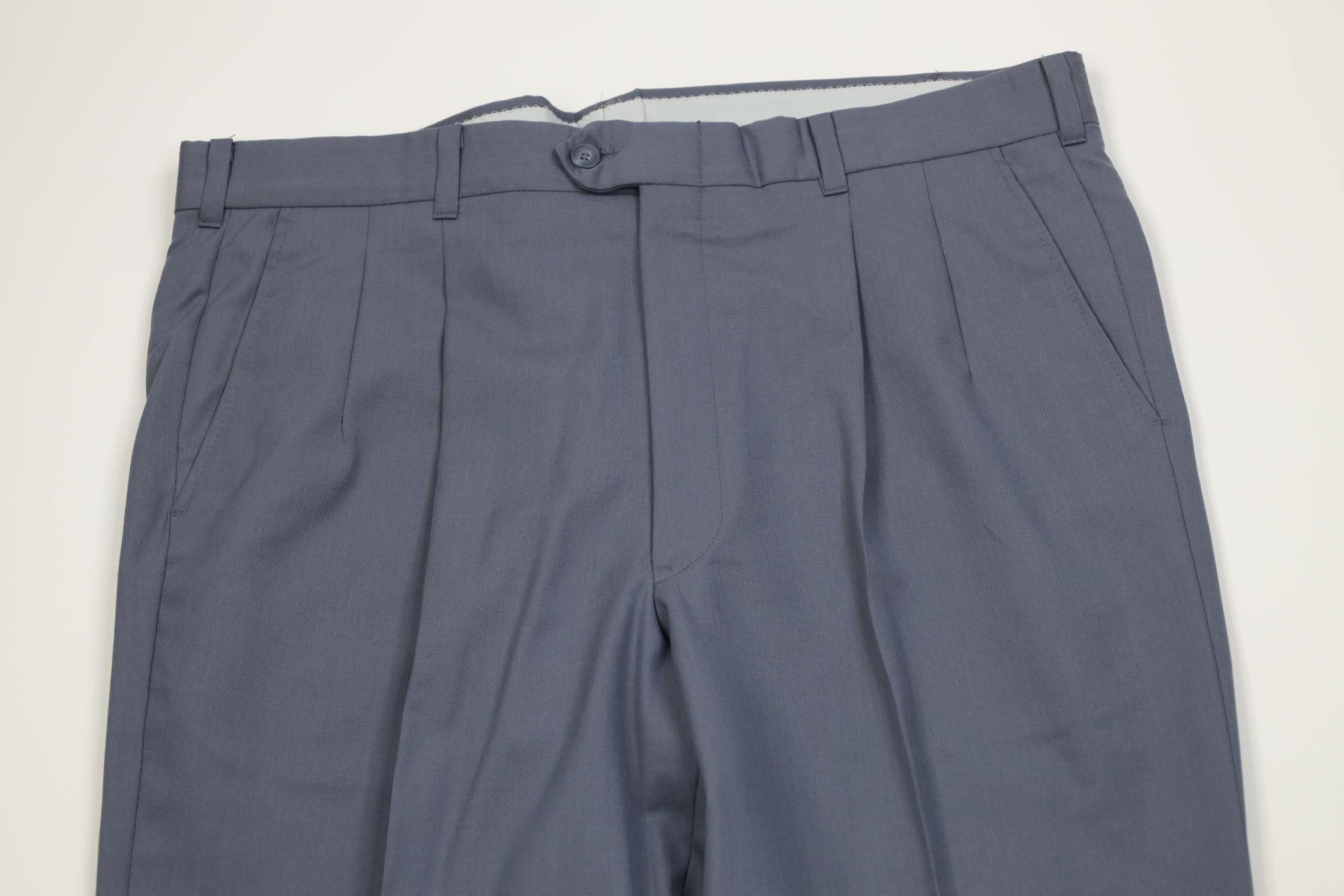 Vintage Vintage 70s Herringbone Wide Leg Chino Pants Steel Blue USA Size US 36 / EU 52 - 2 Thumbnail