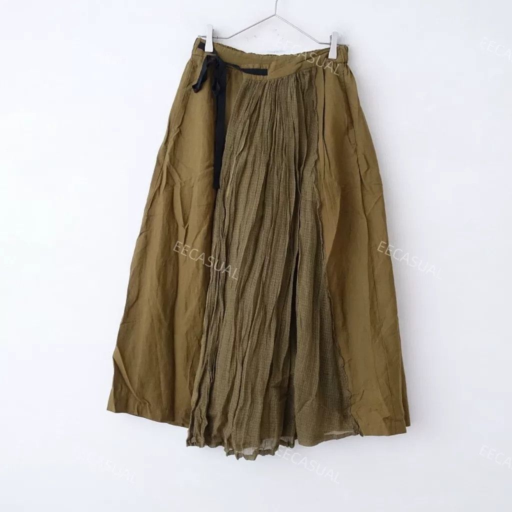 Pas de Calais Pas de Calais Khaki Midi Skirt Size 36" / US 14 / IT 50 - 1 Thumbnail