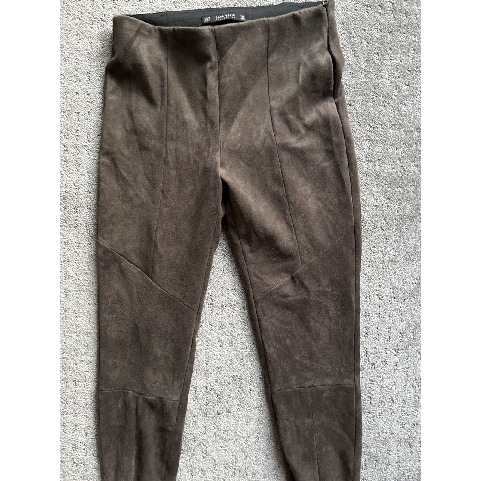 Zara Zara Basic Collection Women’s Vegan Suede Ankle Zipper Pull-On Pants M Brown Women’s Size 32" / US 10 / IT 46 - 2 Thumbnail
