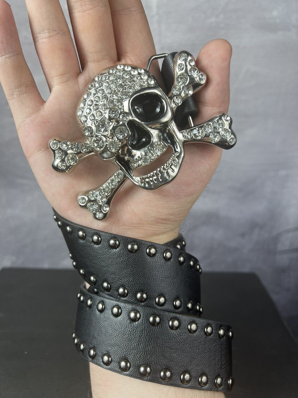 Other Big Skull Rhinestones Y2K Belt Gothic Grunge Punk Style Size 30 - 4 Thumbnail