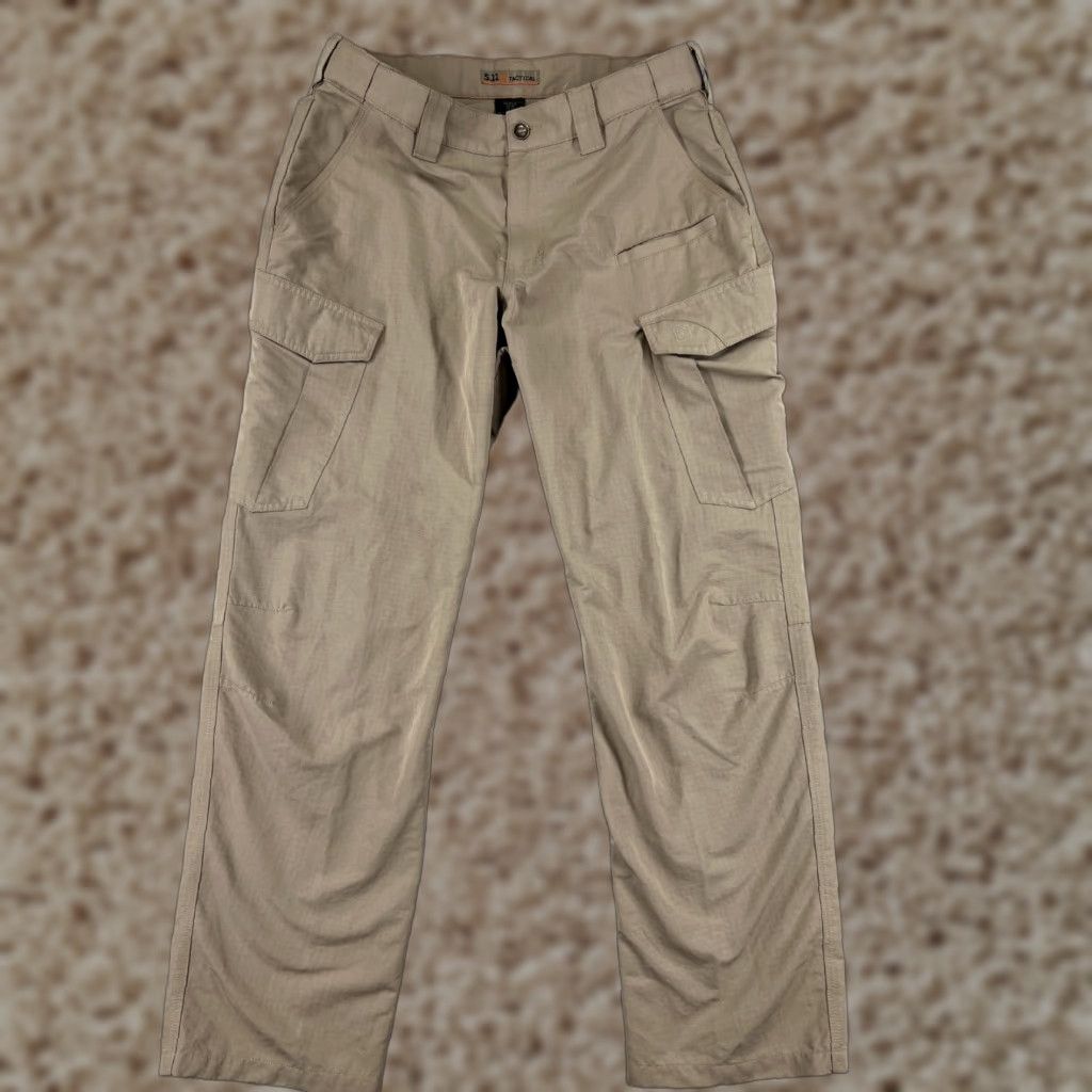 Vintage 5.11 Tactical Pants Mens Beige Cargo 34 Regular Inseam 32 Straight Rise High Cotton Canvas Pocket G-2A Rip-Stop Size US 34 / EU 50 - 1 Thumbnail