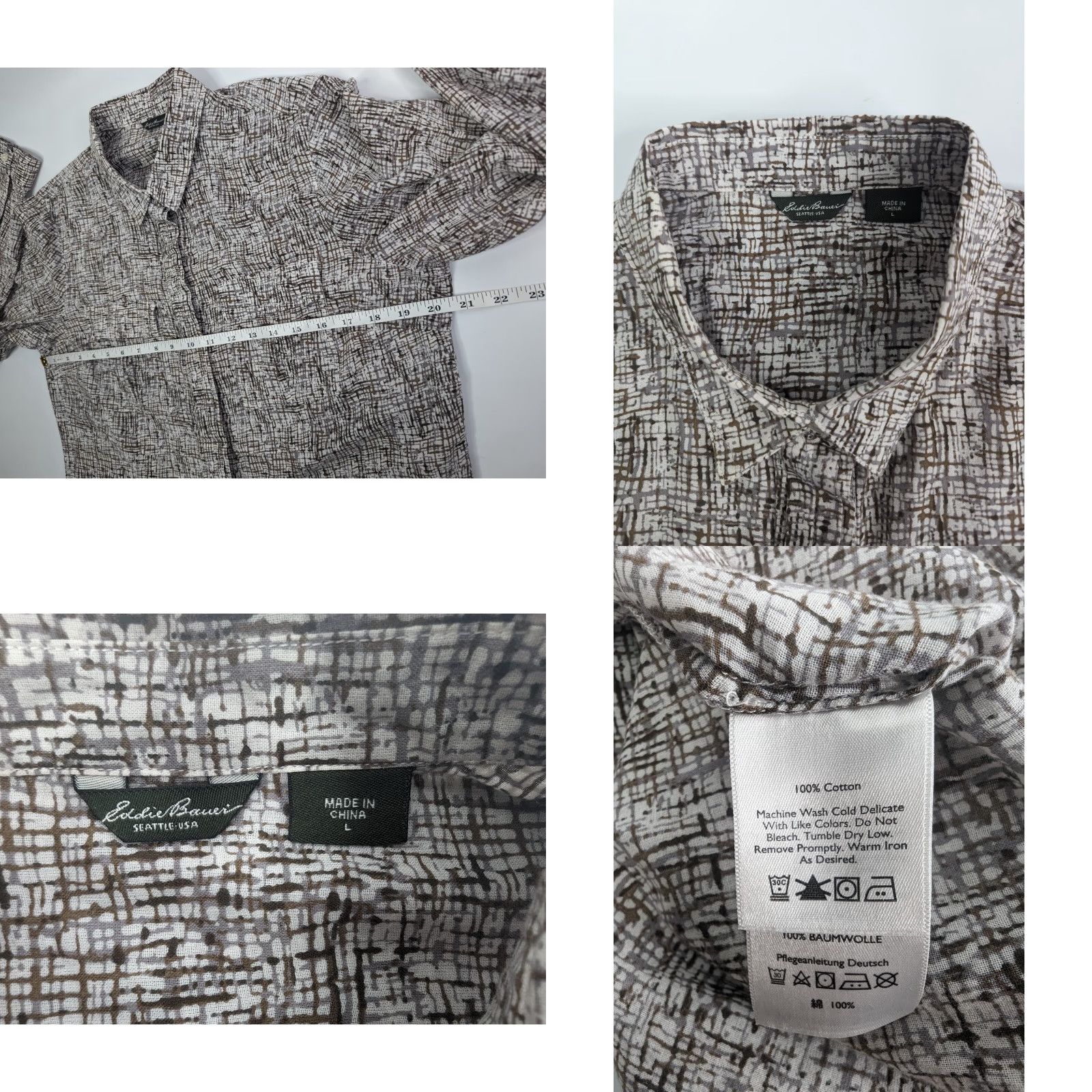 Eddie Bauer Eddie Bauer Button Up Tweed Pattern Lightweight L/S Roll Tab Shirt Women's Large Size L / US 10 / IT 46 - 8 Thumbnail