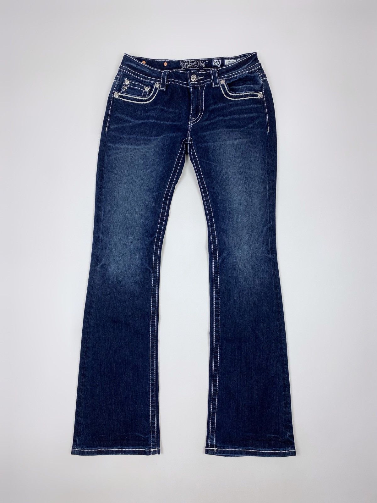 Miss Me Y2K Vintage Miss Me Slim Washed Boot Cut Flare Denim Pants Size 29" - 2 Thumbnail