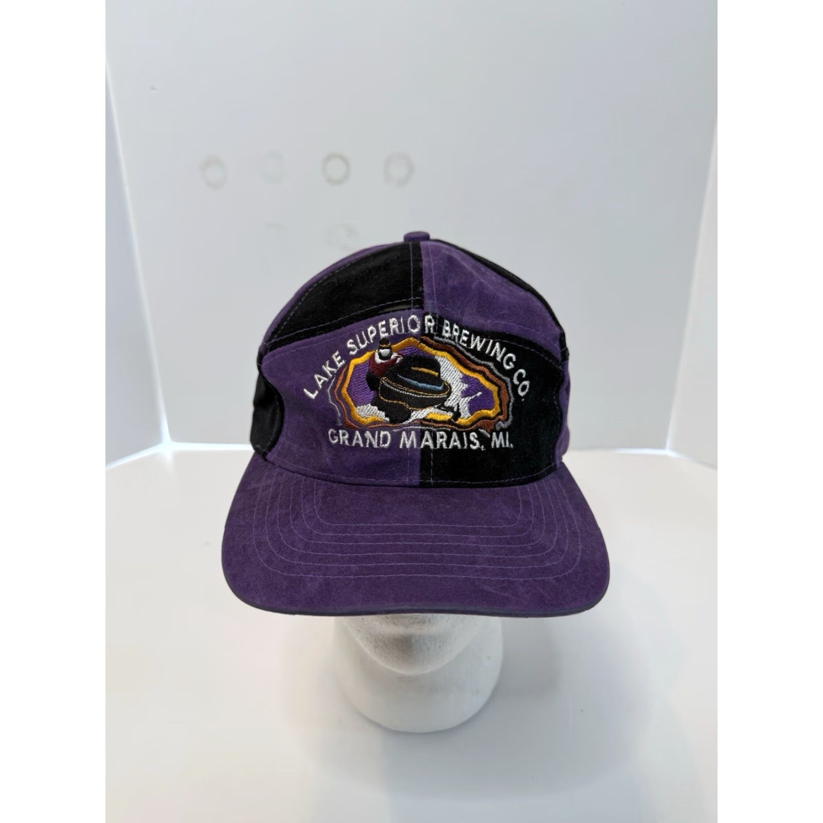 CO VINTAGE Lake Super Brewing Co Panel Hat Embroidered Snow Mobile Purple 90s Men S S Hats Mens Panel Hat 90s Vintage Unbranded Size ONE SIZE - 2 Thumbnail