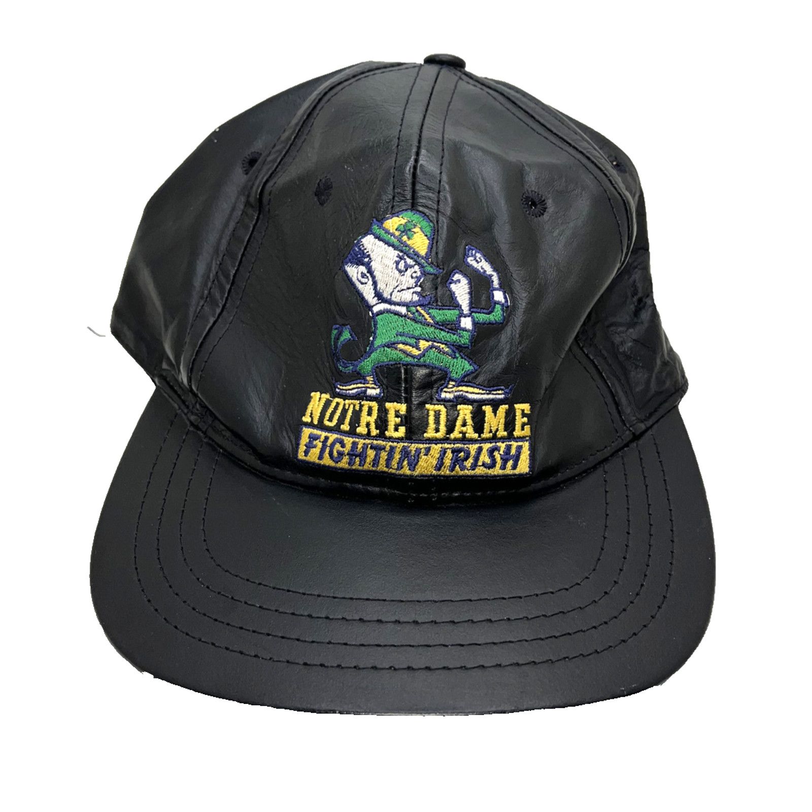 Jeff Hamilton Notre Dame Fighting Irish 90s Jeff Hamilton Leather Hat NCAA Size ONE SIZE - 2 Thumbnail