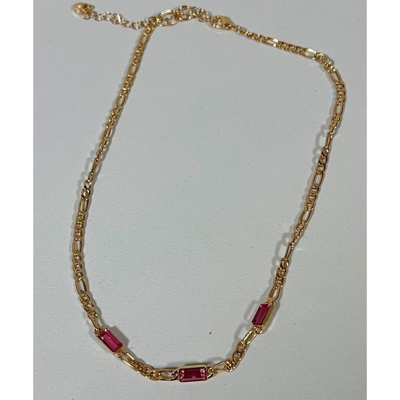 Jewelry × Vintage Gold Pink Diamond Gemstone Chainlink Necklace Jewelry 💖 Size ONE SIZE - 1 Thumbnail