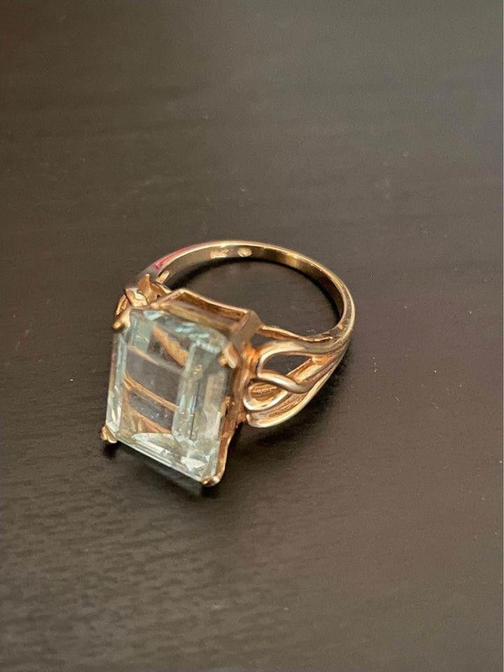 Designer Vintage 14K Aquamarine Sz. 6 Size ONE SIZE - 2 Thumbnail