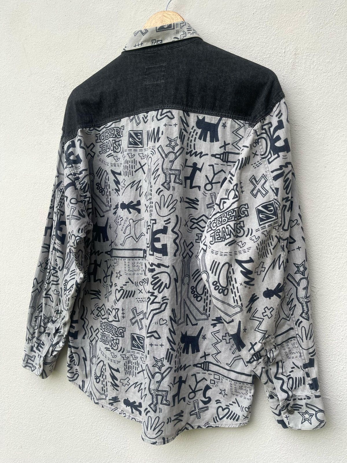 Iceberg × Keith Haring × Vintage 90s Iceberg Keith Haring Fullprint Button Shirt Size US M / EU 48-50 / 2 - 18 Thumbnail