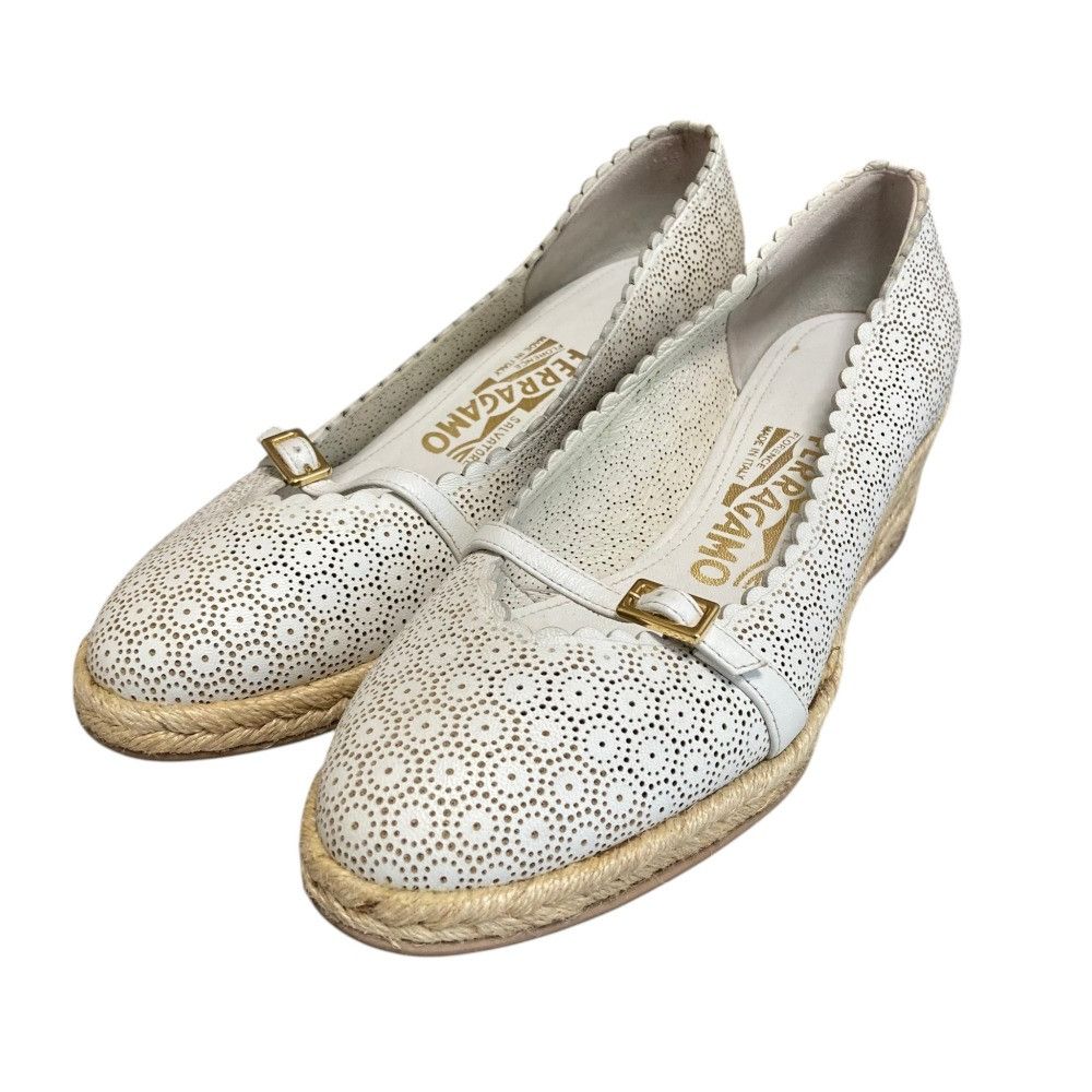 Salvatore Ferragamo Salvatore Ferragamo Salvatore Ferragamo Punching Leather Espadrille Pumps Leather Shoes DUTY FREE for USA Size ONE SIZE - 1 Thumbnail