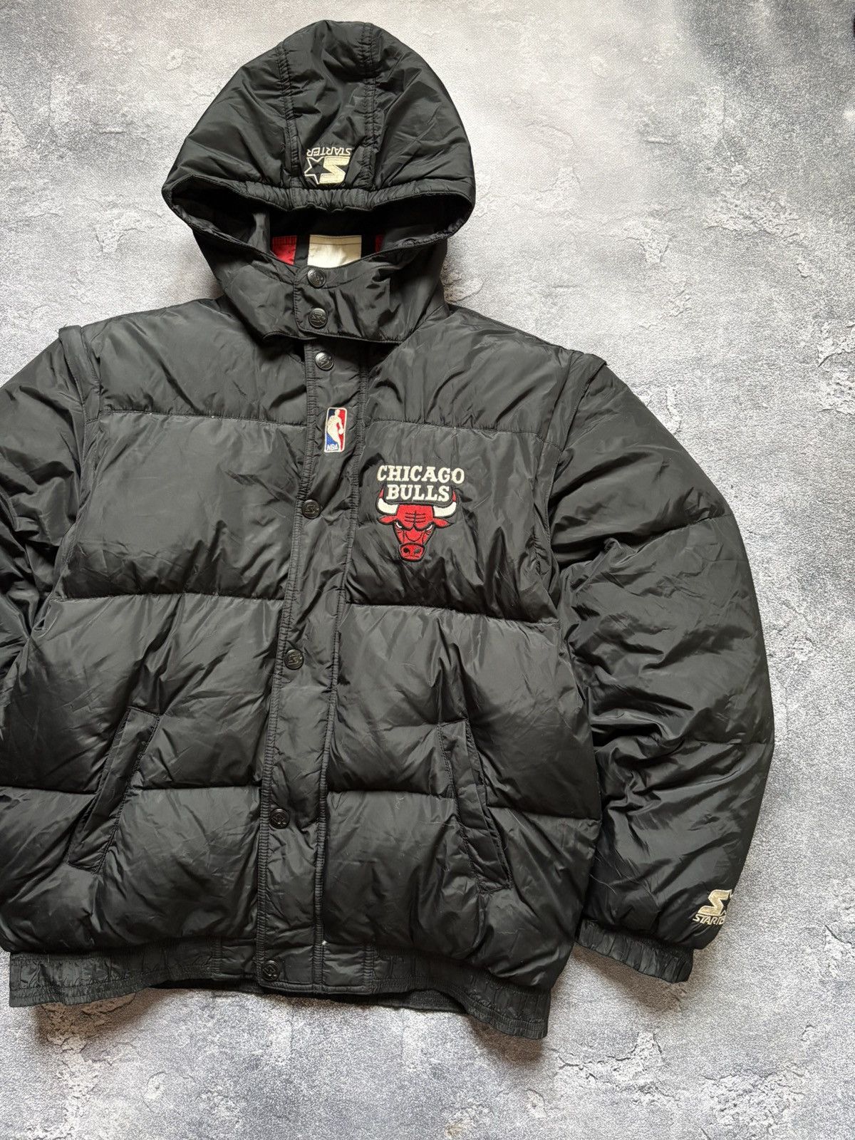 Starter RARE 90s Starter Chicago Bulls NBA Convertible Down Jacket Size US M / EU 48-50 / 2 - 5 Thumbnail
