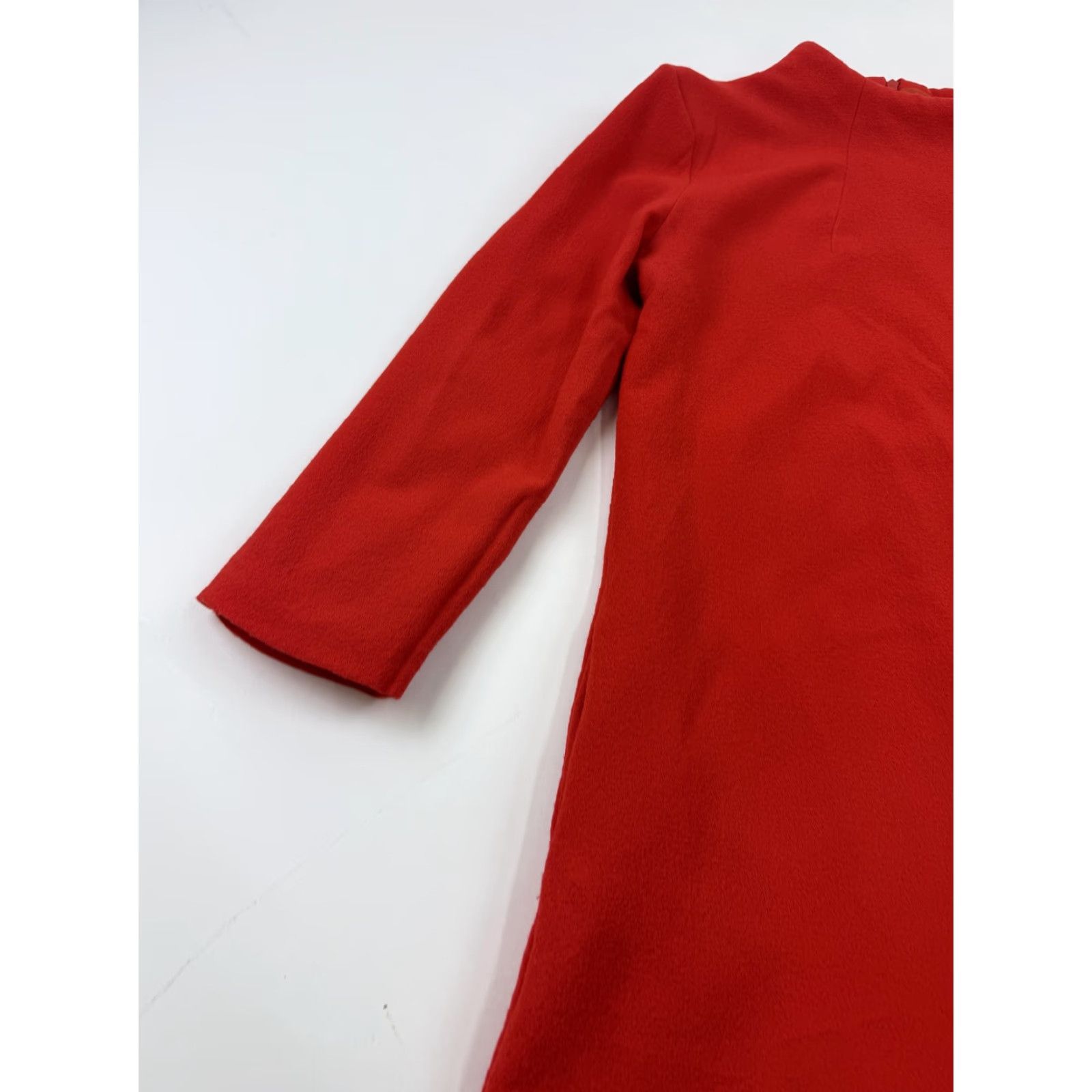 Vintage Goat Dress Womens 8 Red Wool Mock Neck Shift 3/4 Sleeve Button Detail Short Size 30" / US 8 / IT 44 - 5 Thumbnail