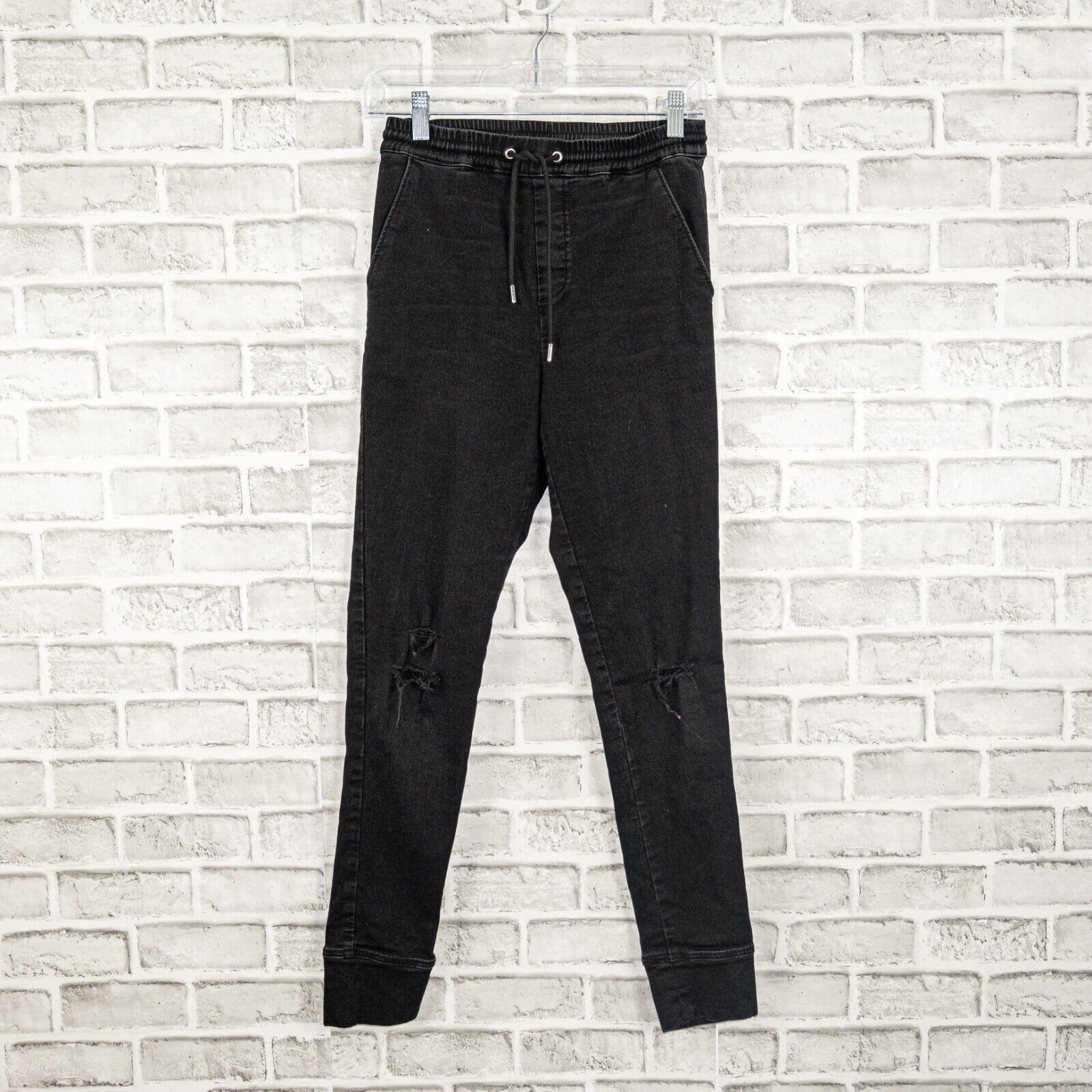 The Kooples The Kooples Black Jean Joggers ripped Distressed drawstring Size 24" / US 00 / IT 34 - 10 Thumbnail