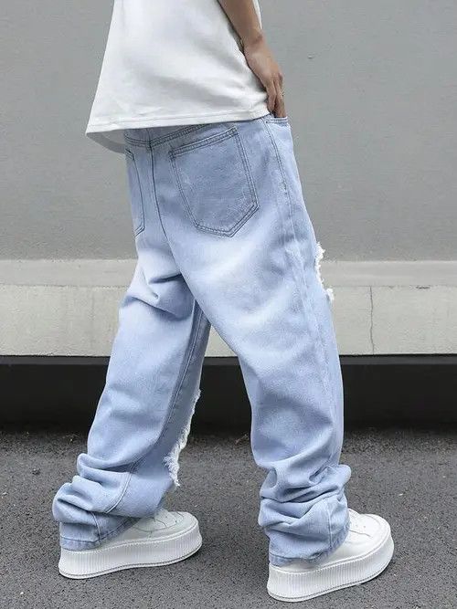 Jean Distressed Y2K ripped light jeans EDGY Size US 36 / EU 52 - 3 Thumbnail