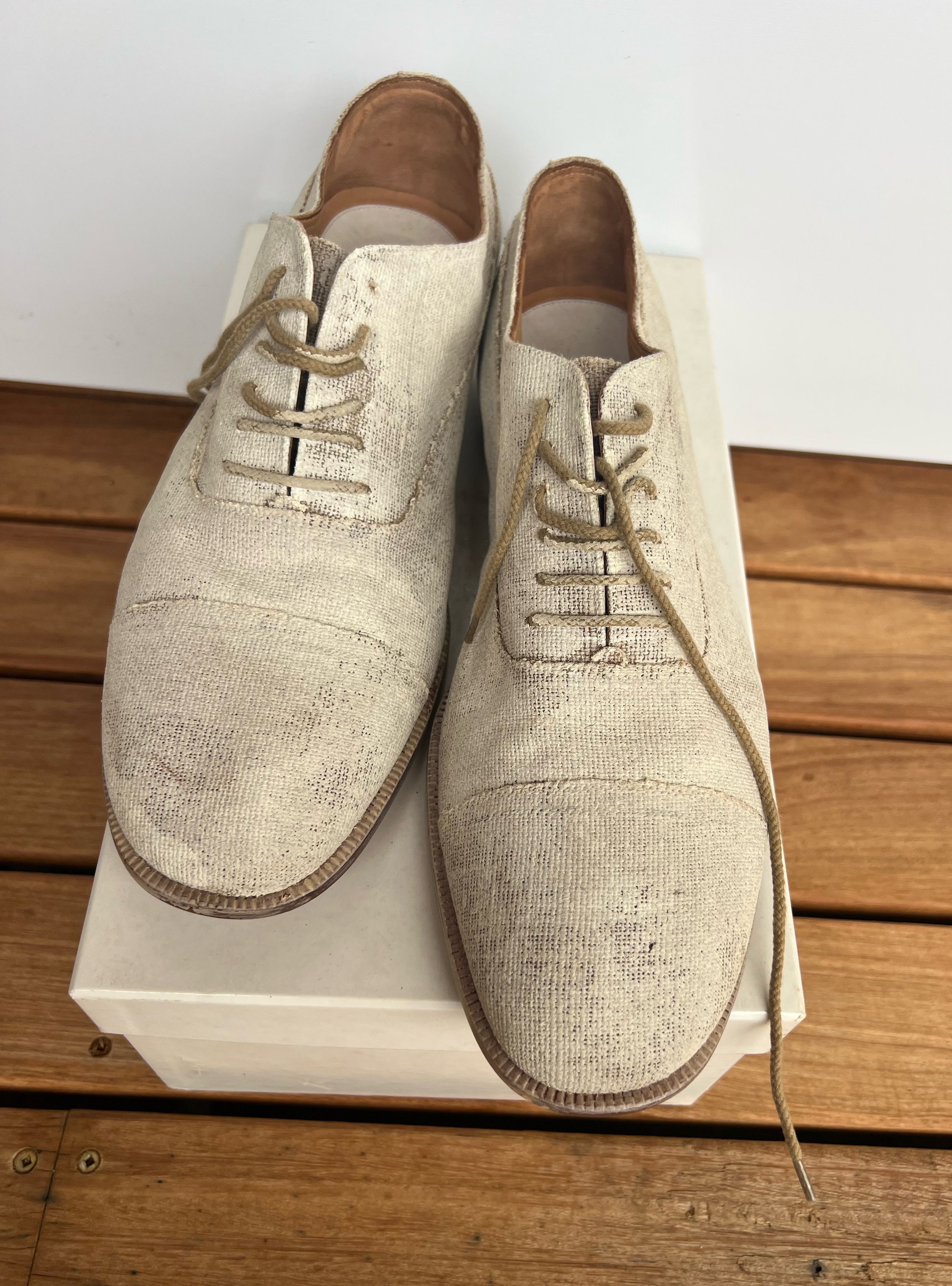 Maison Margiela maison martin Margiela painted linen lace up shoe Size US 11 / EU 44 - 1 Thumbnail