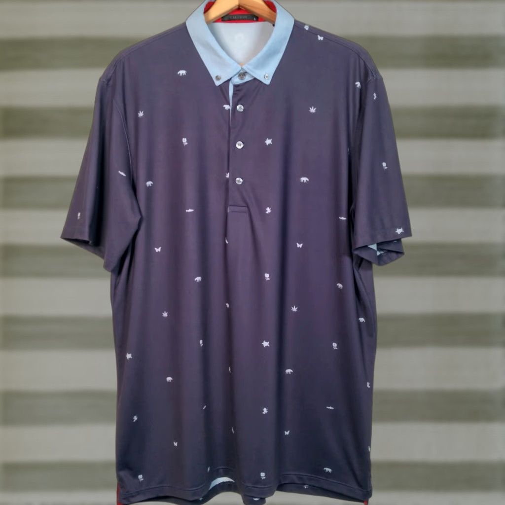 Vintage VINTAGE Greyson Polo Shirt Blue Short Sleeve Animal Print Polo Shirt Mens L Blue Bear Frog Butterfly Turtle Pattern Casual Activewear Travel Size US L / EU 52-54 / 3 - 1 Thumbnail