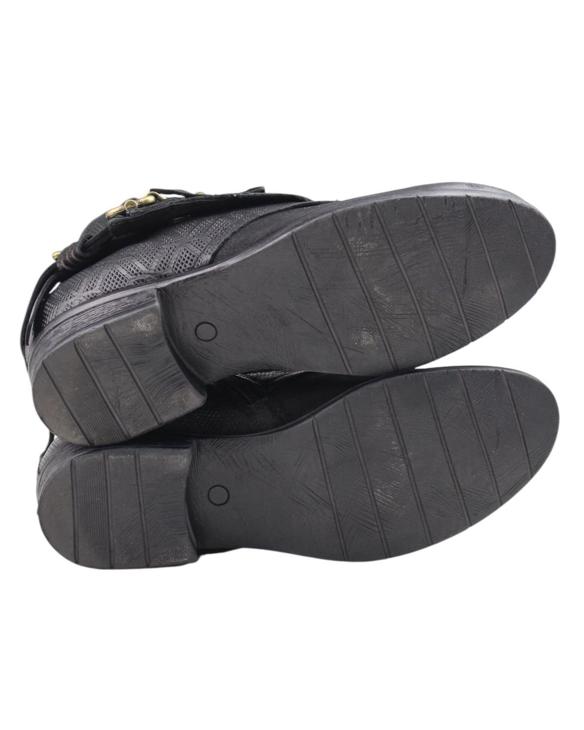 A.S.98 2000S A.S.98 BLACK EMBOSSED LEATHER BUCKLE ANKLE BOOTS Size US 5 / IT 35 - 7 Thumbnail